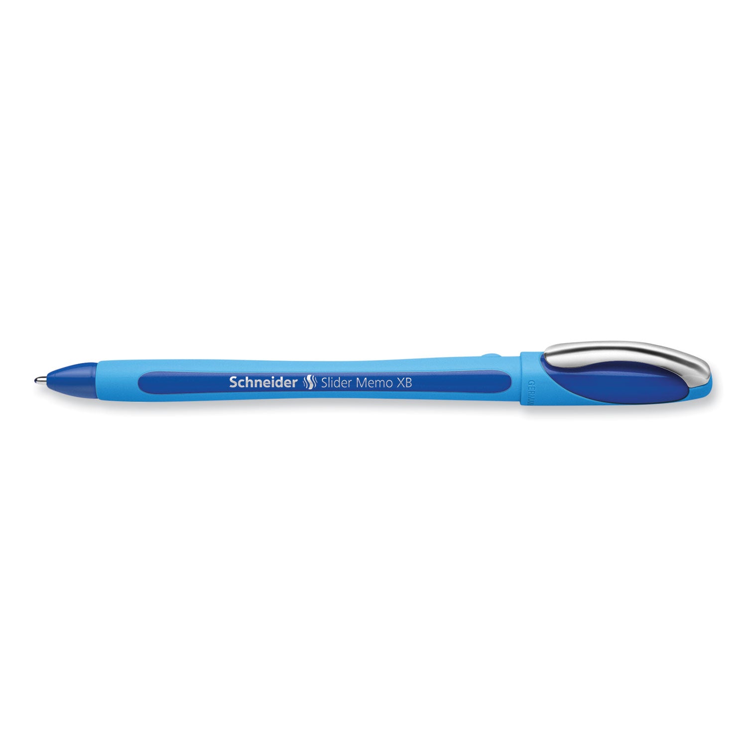 Schneider Slider Memo XB Ballpoint Pen - 1.4 mm Extra Broad Pen Point - Blue Ink - Blue Rubberized, Light Blue Barrel - Stainless Steel Tip - 10 / Pack