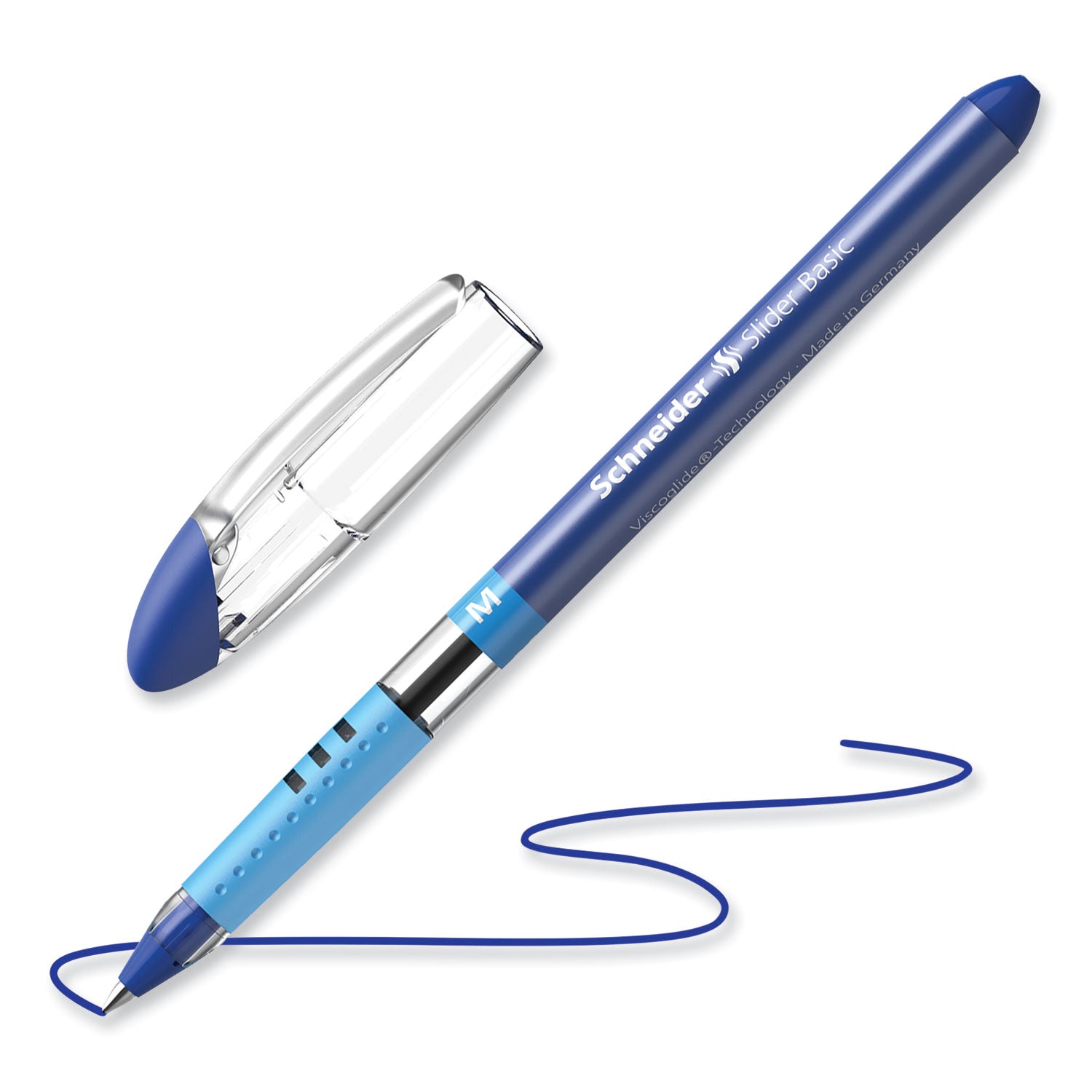 1 mm Medium Pen Point - Blue Ink - Transparent Rubberized, Blue Barrel - Stainless Steel Tip - 10 / Pack