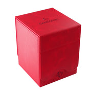 Gamegenic Squire Plus 100+ XL Convertible Deck Box - Holds 100 Double-Sleeved Cards! Premium Commander Card Case, Detachable Slide Card Case, Armorfyber Surface, Red Color, Made