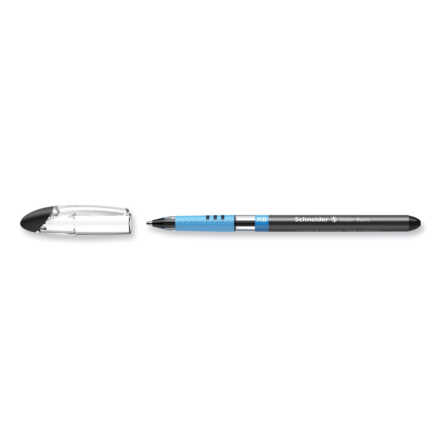 Schneider Slider Basic XB Ballpoint Pen - 1.4 mm Extra Broad Pen Point - Black Ink - Transparent Rubberized, Black, Silver Barrel - Stainless Steel Tip - 10 / Pack