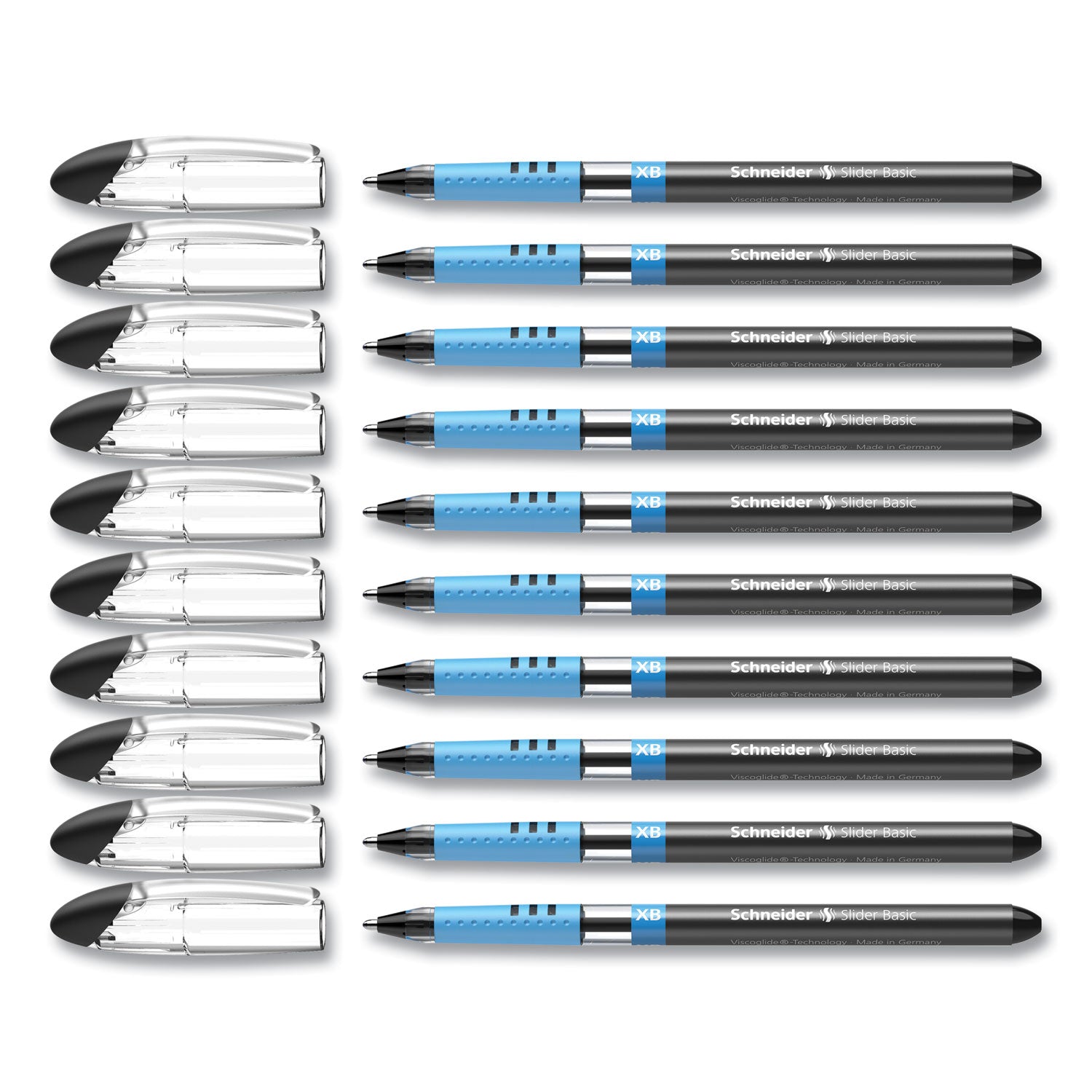 Schneider Slider Basic XB Ballpoint Pen - 1.4 mm Extra Broad Pen Point - Black Ink - Transparent Rubberized, Black, Silver Barrel - Stainless Steel Tip - 10 / Pack
