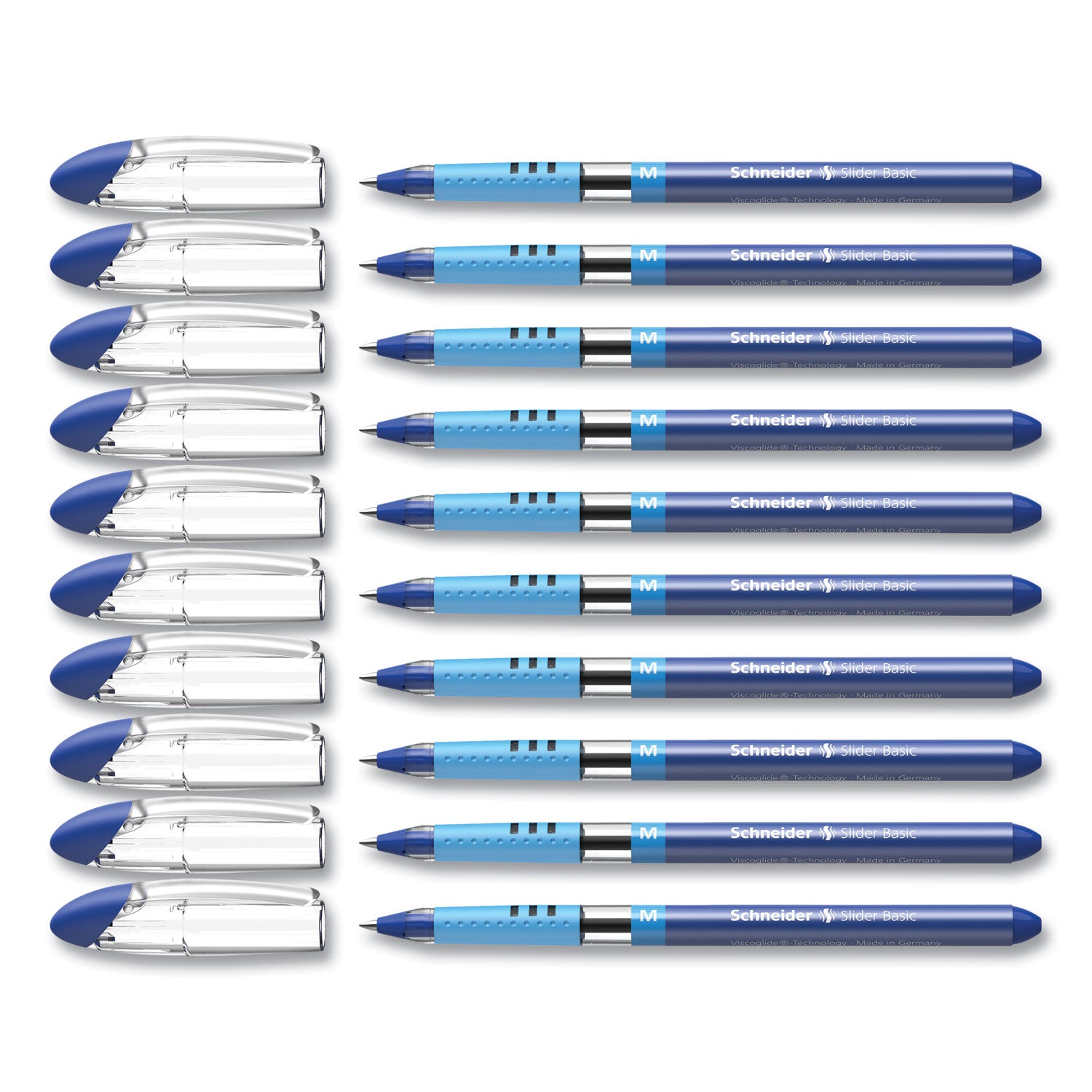 1 mm Medium Pen Point - Blue Ink - Transparent Rubberized, Blue Barrel - Stainless Steel Tip - 10 / Pack