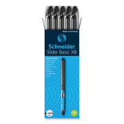 Schneider Slider Basic XB Ballpoint Pen - 1.4 mm Extra Broad Pen Point - Black Ink - Transparent Rubberized, Black, Silver Barrel - Stainless Steel Tip - 10 / Pack