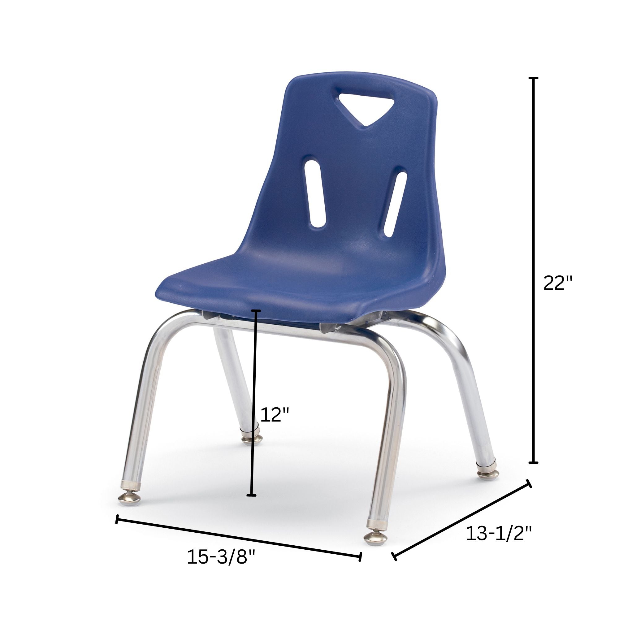 Berries® Stacking Chair with Chrome-Plated Legs - 12" Ht - Blue