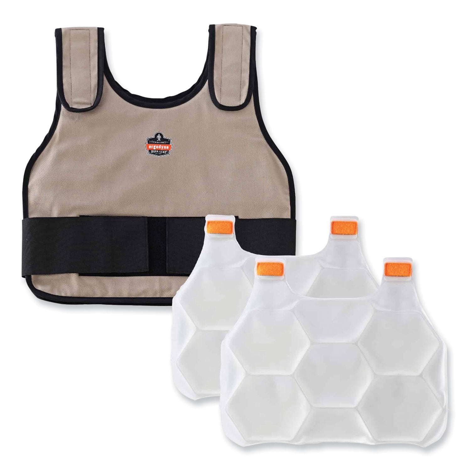 Ergodyne 6230 Safety Vest - Recommended for: Indoor, Outdoor, Pulp & Paper, Motorcycle, Biking - Small/Medium - Hook & Loop Closure - Cotton, Fabric - Khaki - Adjustable, Comfortable, Long Lasting, Flexible, Machine Washable - 1 Each