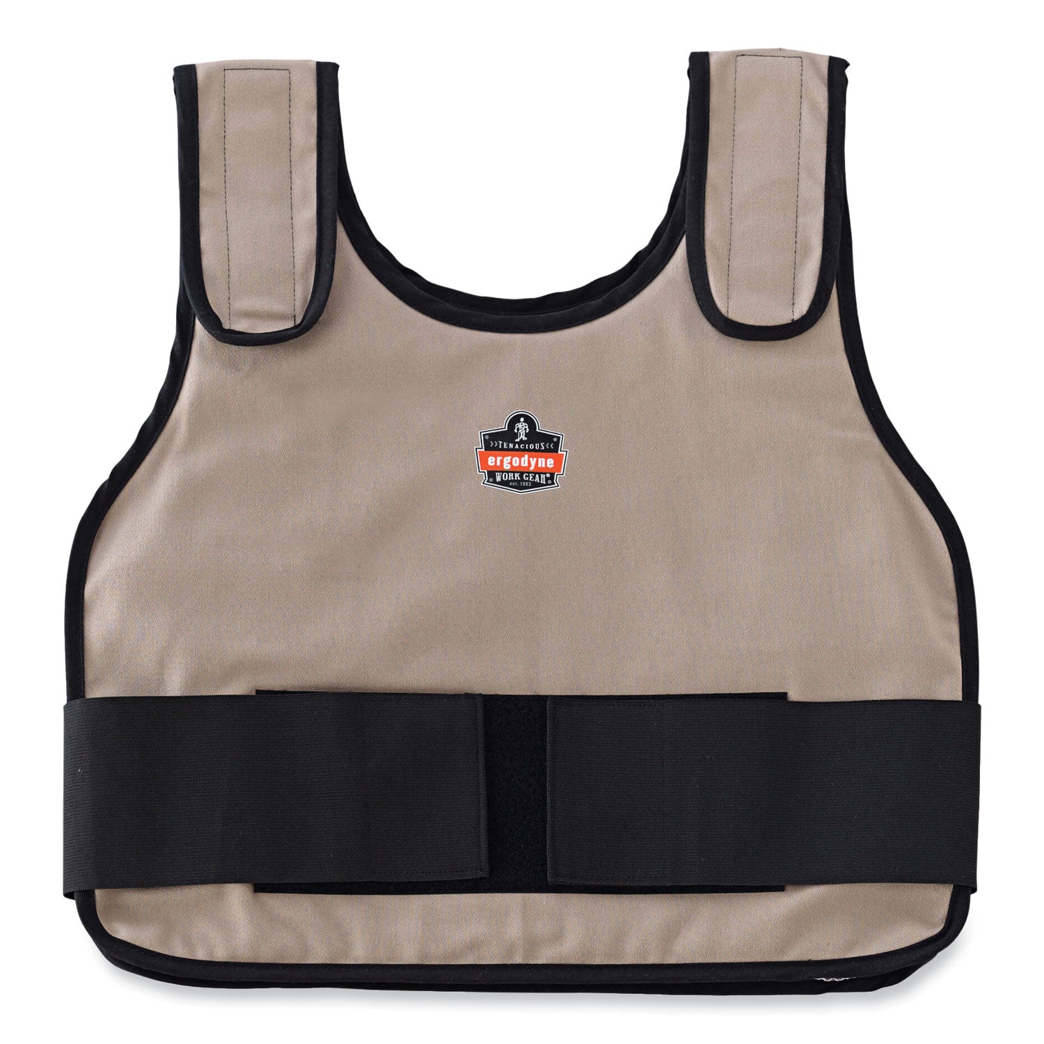 Ergodyne 6230 Safety Vest - Recommended for: Indoor, Outdoor, Pulp & Paper, Motorcycle, Biking - Small/Medium - Hook & Loop Closure - Cotton, Fabric - Khaki - Adjustable, Comfortable, Long Lasting, Flexible, Machine Washable - 1 Each