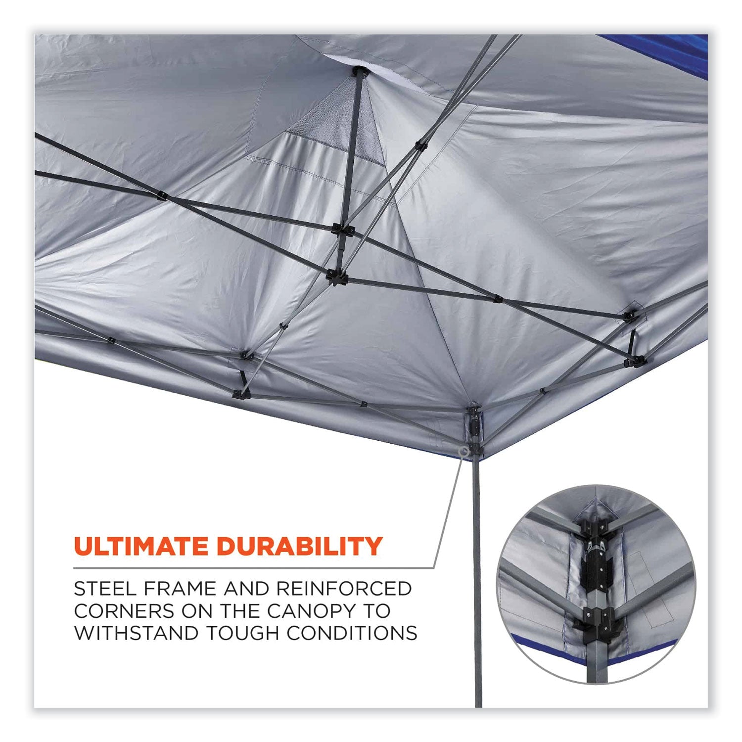 Ergodyne 6000 Heavy-Duty Pop-Up Tent - 10ft x 10ft / 3m x 3m - Canopy StyleBlue - Acrylonitrile Butadiene Styrene (ABS), Plastic, Polyester, Polyurethane - Steel Frame