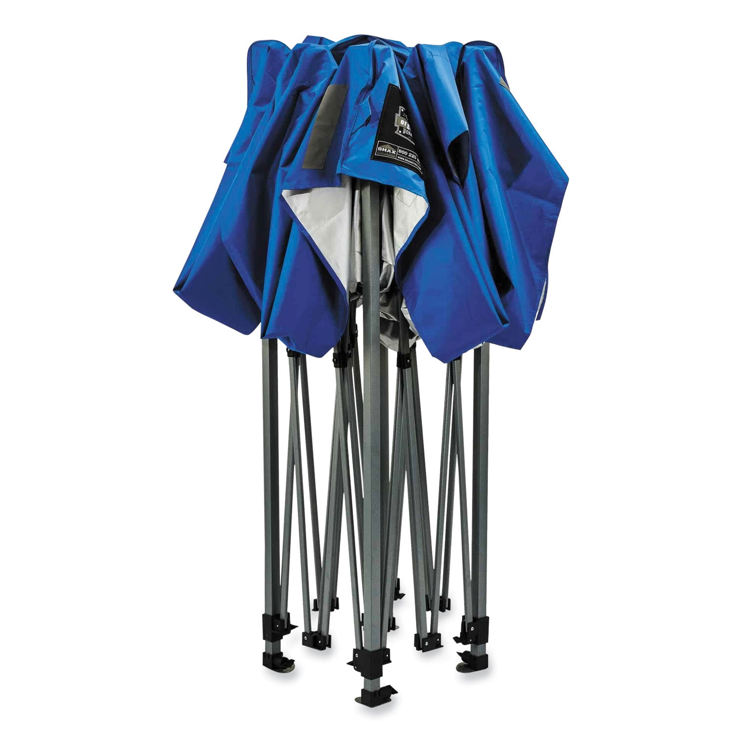 Ergodyne 6000 Heavy-Duty Pop-Up Tent - 10ft x 10ft / 3m x 3m - Canopy StyleBlue - Acrylonitrile Butadiene Styrene (ABS), Plastic, Polyester, Polyurethane - Steel Frame