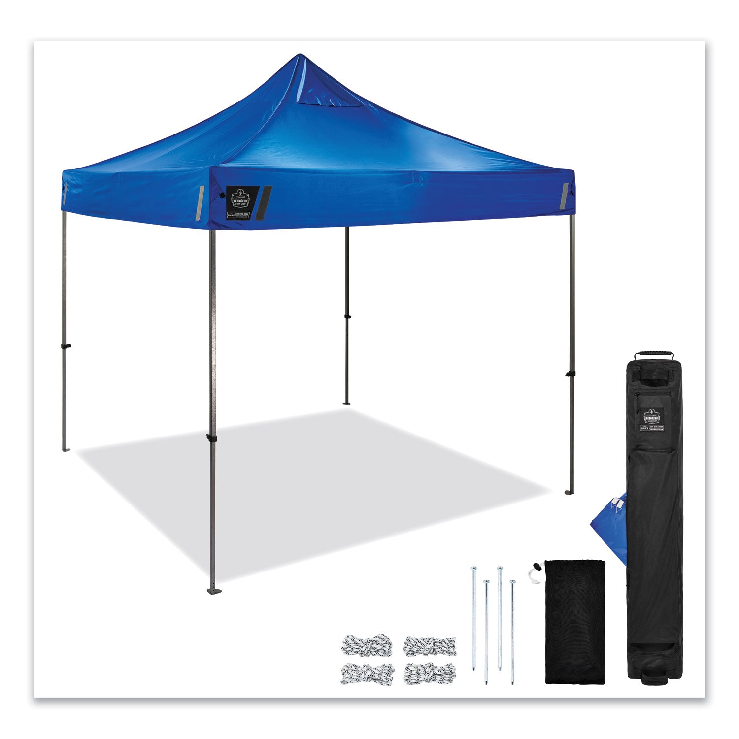Ergodyne 6000 Heavy-Duty Pop-Up Tent - 10ft x 10ft / 3m x 3m - Canopy StyleBlue - Acrylonitrile Butadiene Styrene (ABS), Plastic, Polyester, Polyurethane - Steel Frame