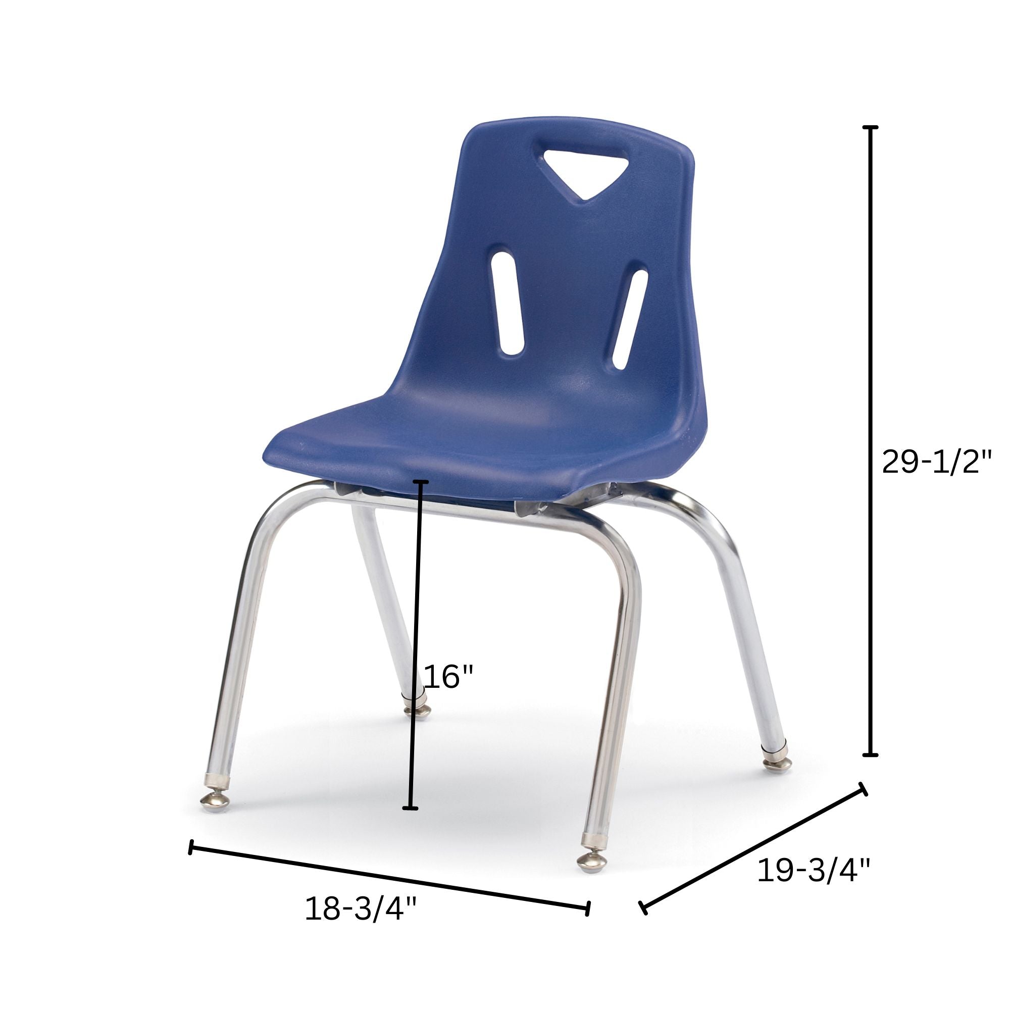 Berries® Stacking Chair with Chrome-Plated Legs - 16" Ht - Blue