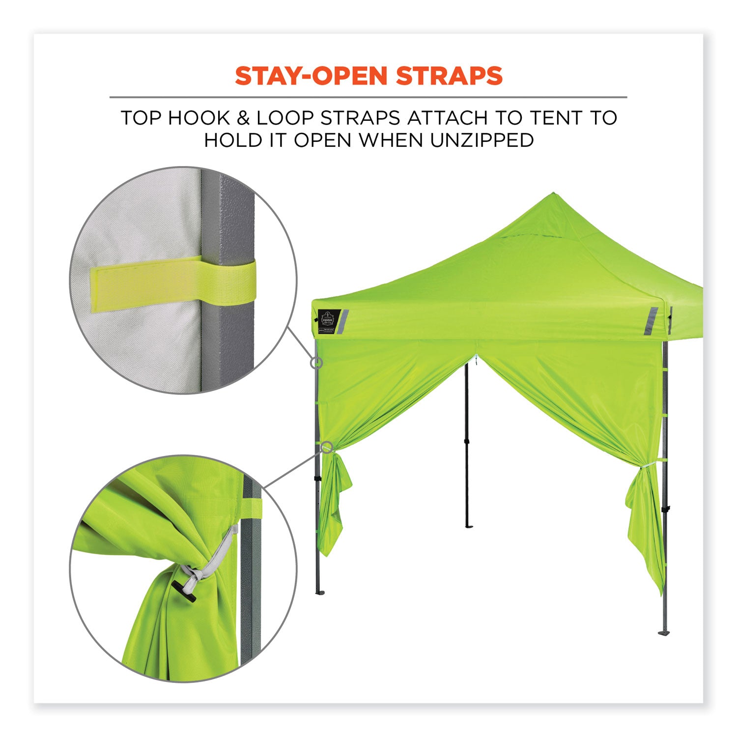 Ergodyne Shax 6096 Pop-Up Tent Sidewall, Water Repellent, Lime, Polyester, 1 Each
