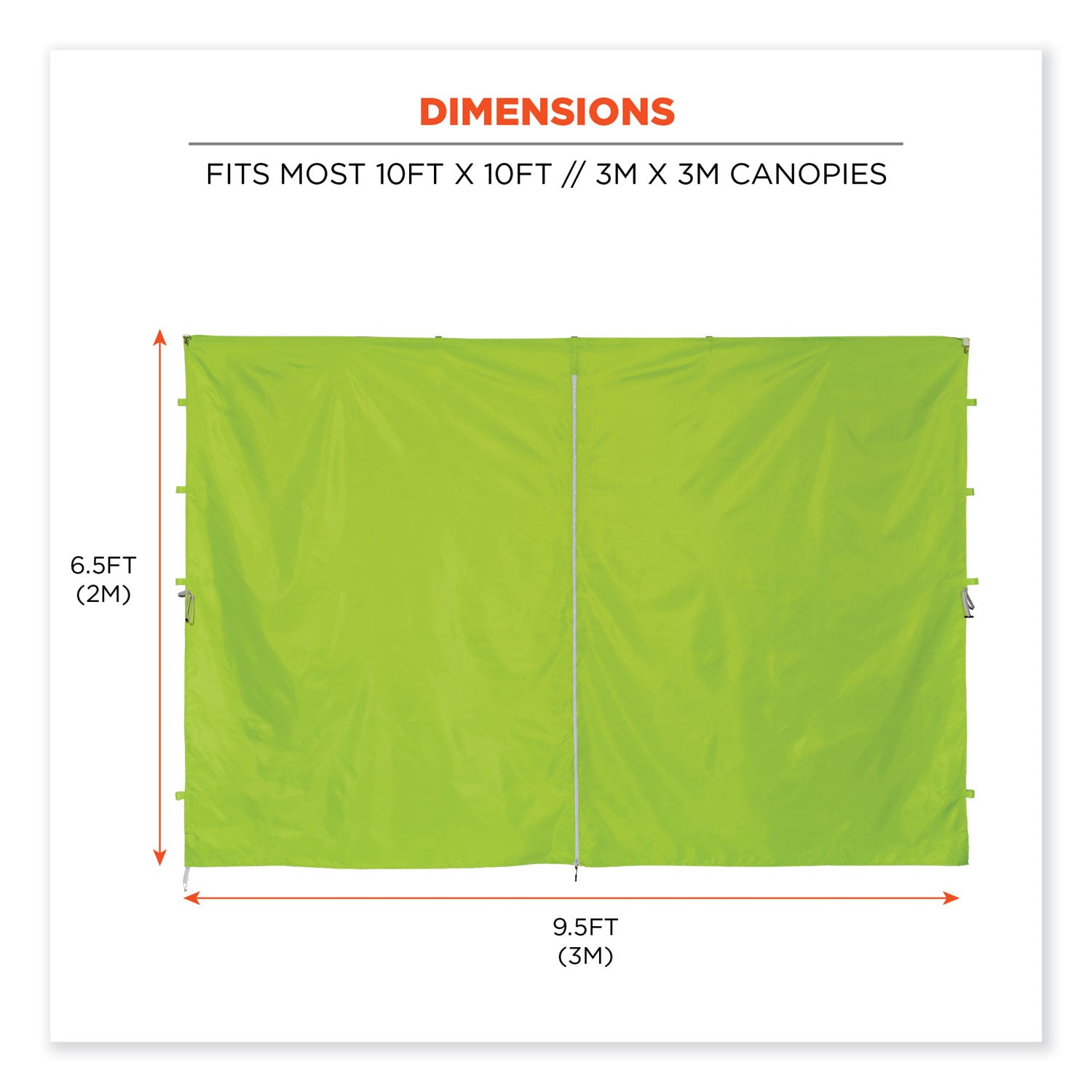 Ergodyne Shax 6096 Pop-Up Tent Sidewall, Water Repellent, Lime, Polyester, 1 Each