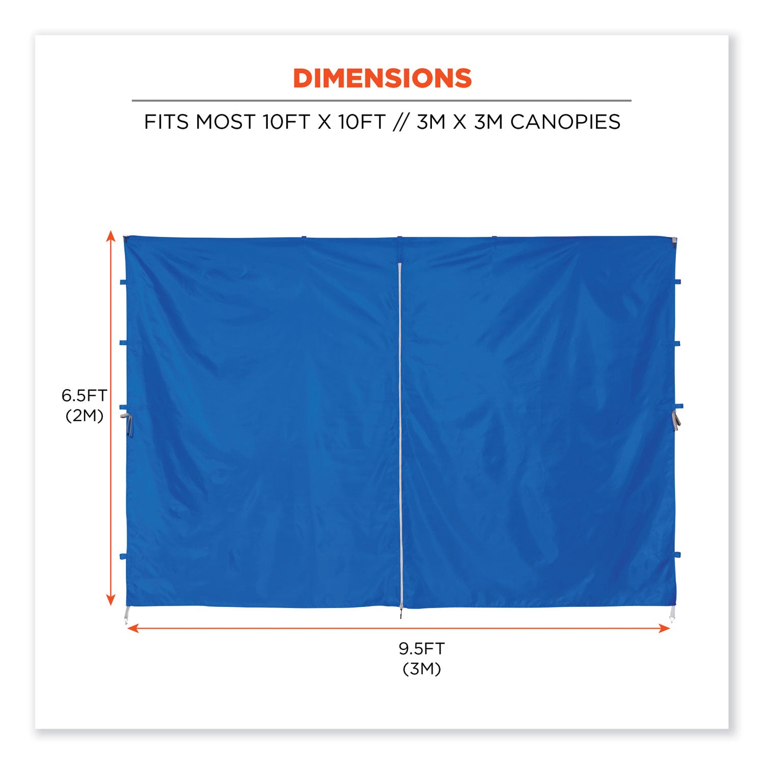Ergodyne 6096 Pop-Up Tent Sidewall, Water Repellent, Blue, Polyester, 1 Each
