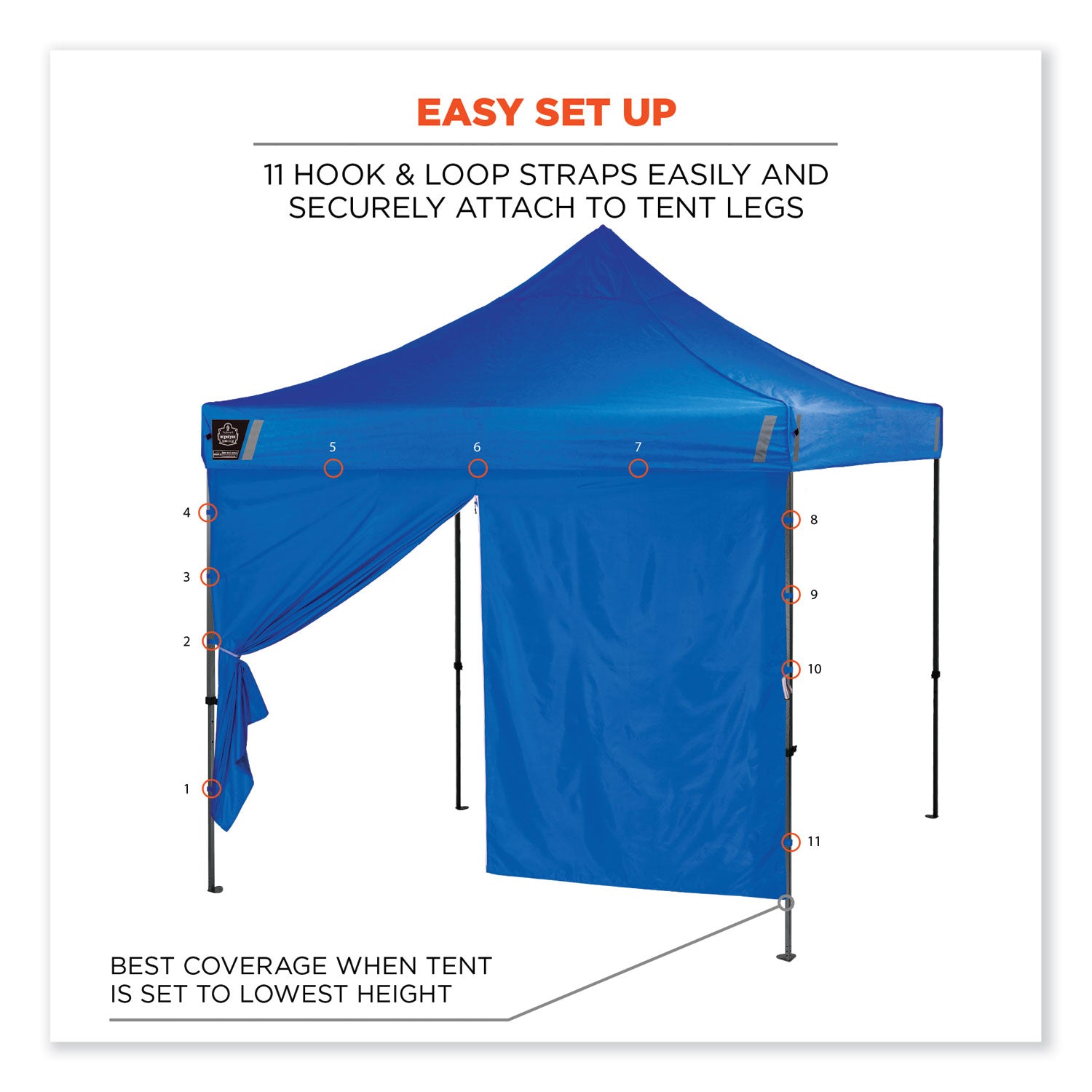 Ergodyne 6096 Pop-Up Tent Sidewall, Water Repellent, Blue, Polyester, 1 Each
