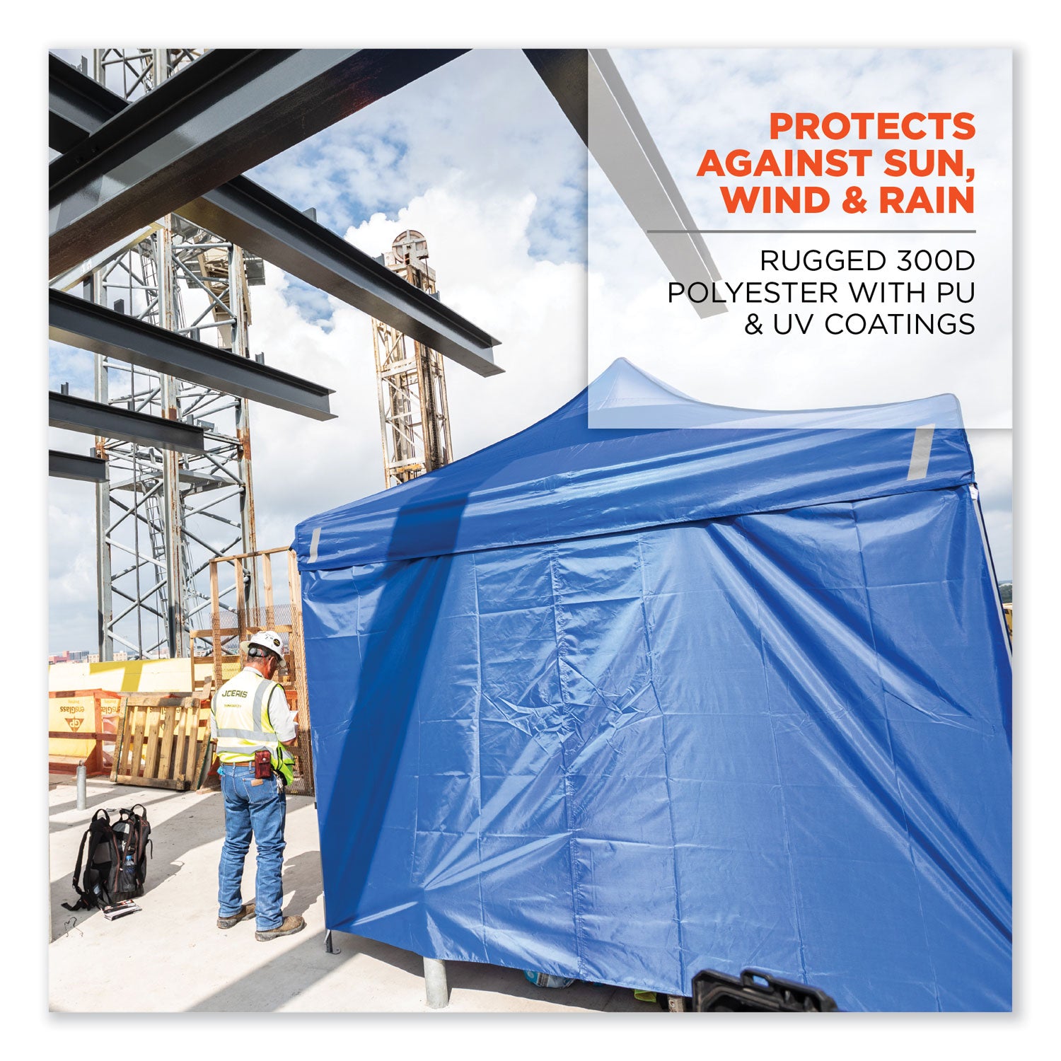 Ergodyne 6096 Pop-Up Tent Sidewall, Water Repellent, Blue, Polyester, 1 Each