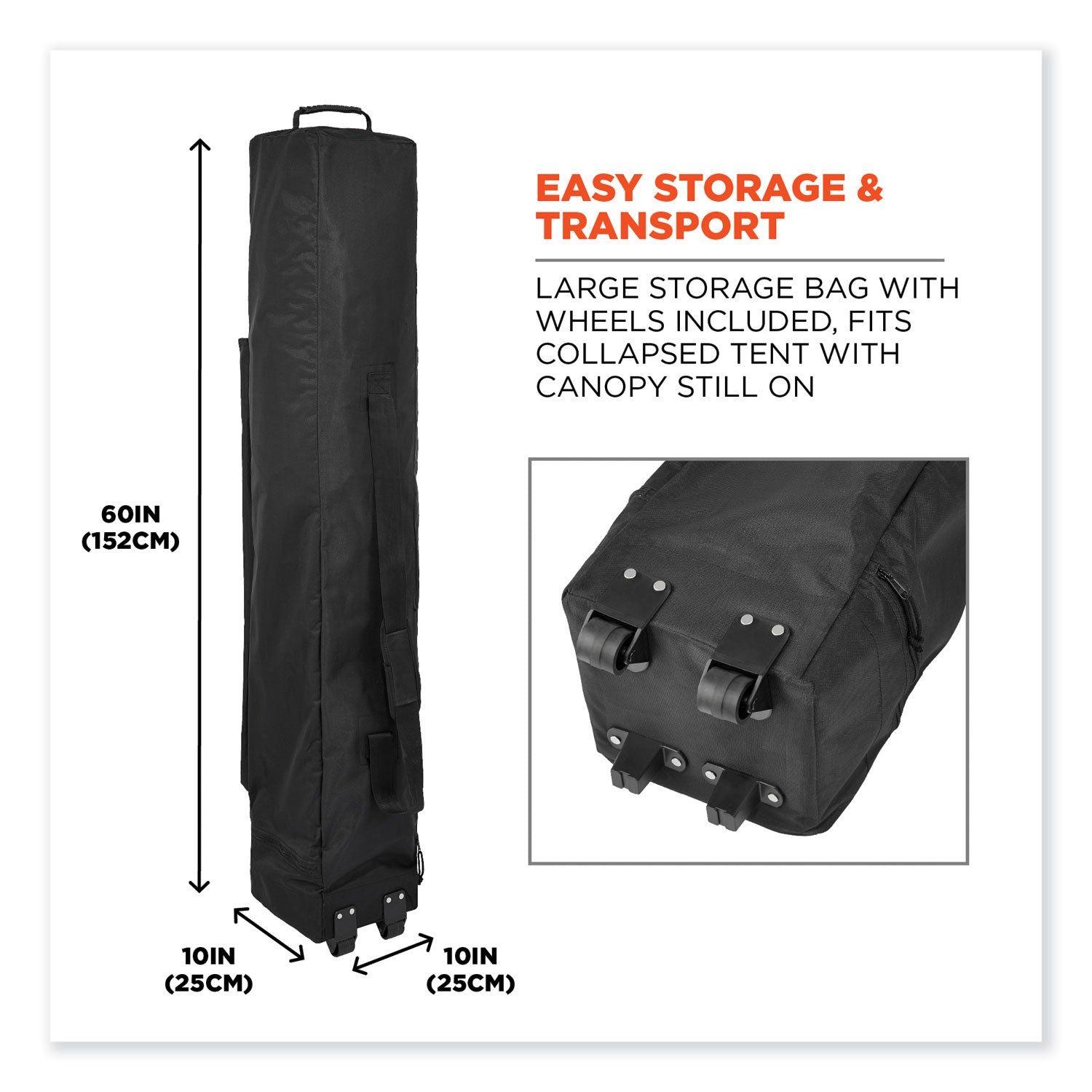 Ergodyne SHAX 6052 Heavy-Duty Pop-Up Canopy Tent Kit, Blue, Steel Frame, 10 ft x 10 ft x 14 ft, Includes 1 Tent, 2 Sidewalls with Mesh Windows, 2 Weight Bags, Storage Bag, 4 Stakes, 4 Ropes, Packaged Quantity: 1 Each