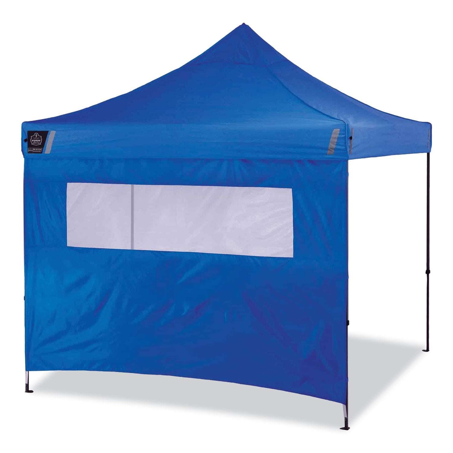 Ergodyne SHAX 6052 Heavy-Duty Pop-Up Canopy Tent Kit, Blue, Steel Frame, 10 ft x 10 ft x 14 ft, Includes 1 Tent, 2 Sidewalls with Mesh Windows, 2 Weight Bags, Storage Bag, 4 Stakes, 4 Ropes, Packaged Quantity: 1 Each