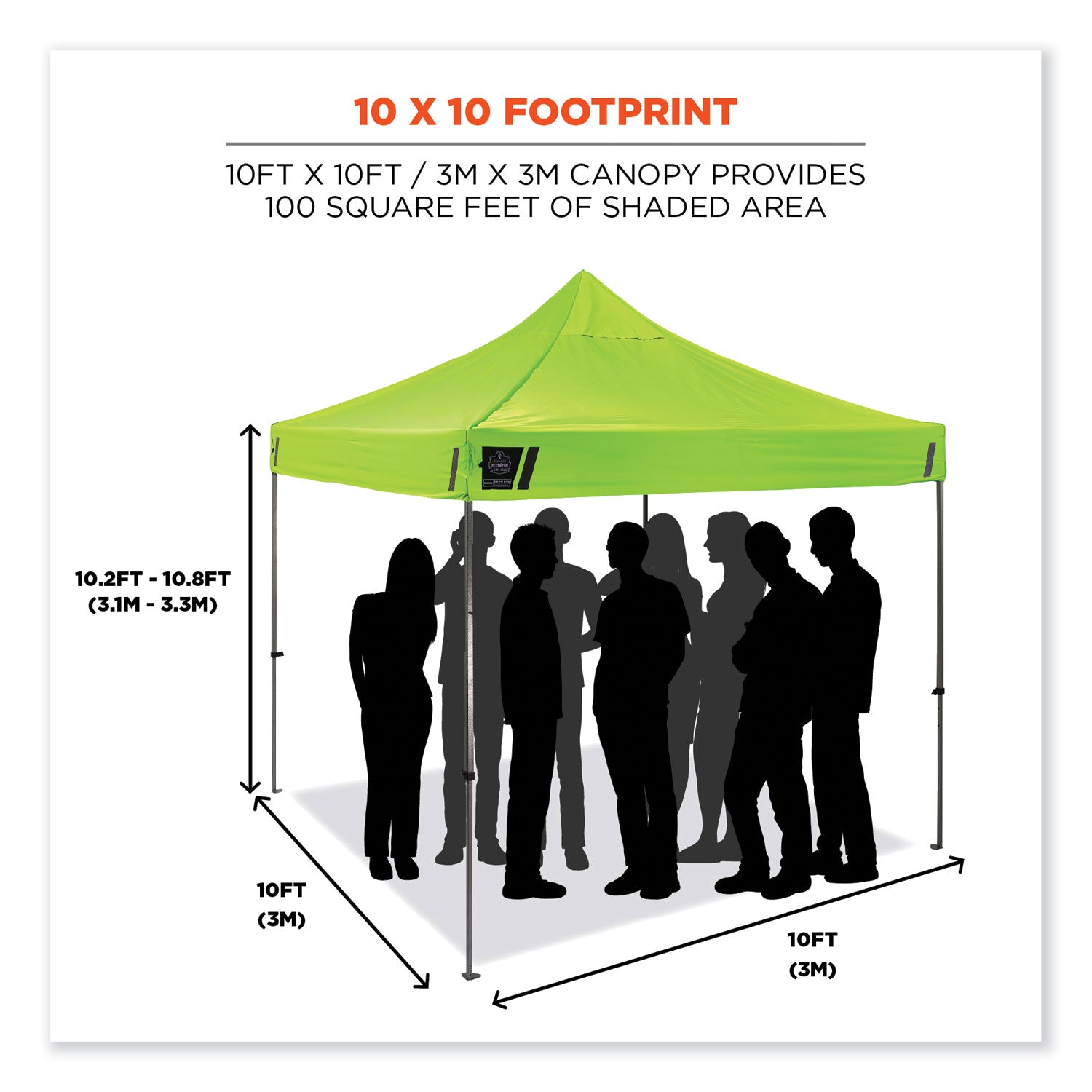 Ergodyne SHAX 6052 Heavy-Duty Window Tent Kit, Canopy Style, Lime, 10 ft x 10 ft x 14 ft, Includes 1 Tent, 2 Sidewalls with Mesh Windows, 2 Weight Bags, Storage Bag, 4 Stakes, 4 Ropes