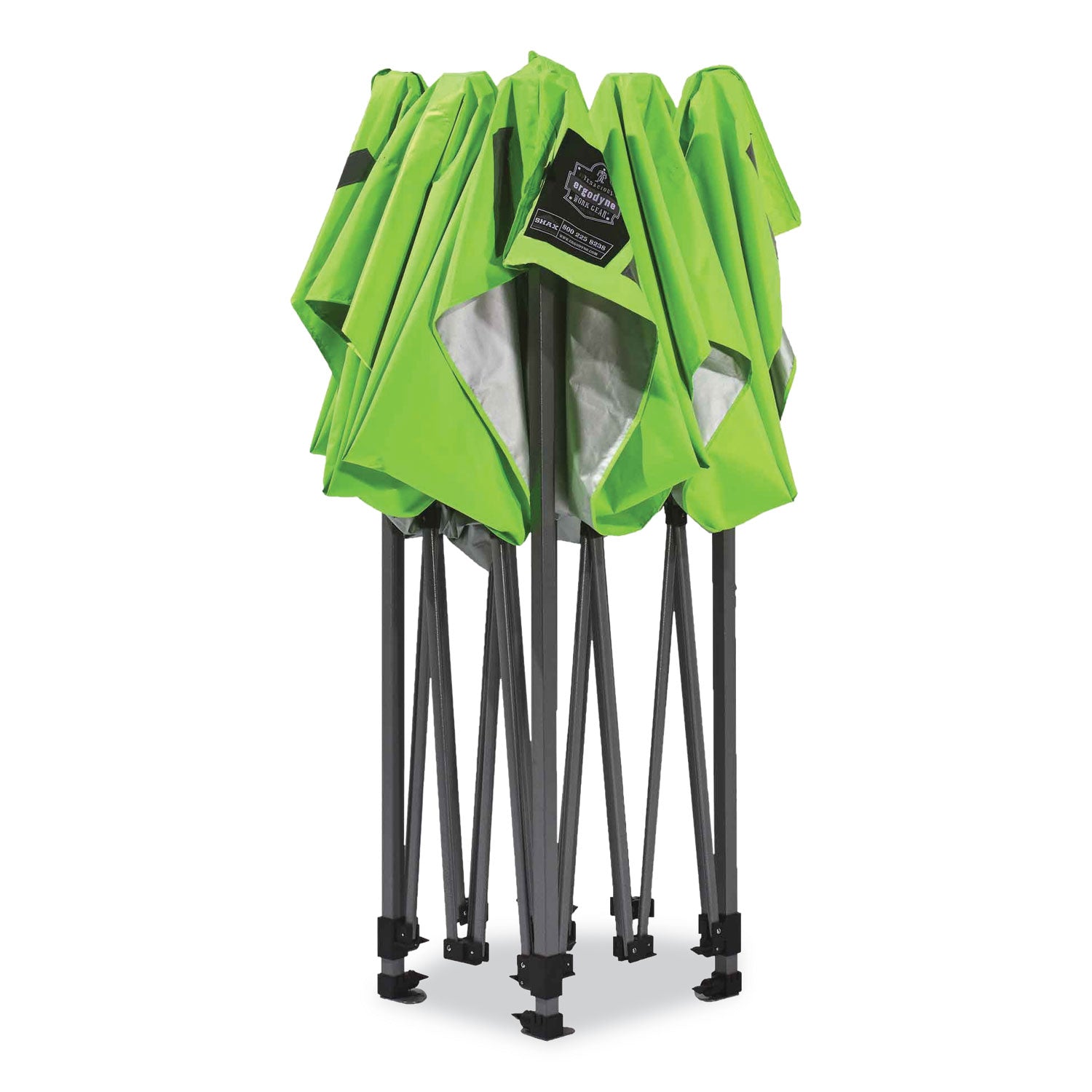 Ergodyne SHAX 6052 Heavy-Duty Window Tent Kit, Canopy Style, Lime, 10 ft x 10 ft x 14 ft, Includes 1 Tent, 2 Sidewalls with Mesh Windows, 2 Weight Bags, Storage Bag, 4 Stakes, 4 Ropes