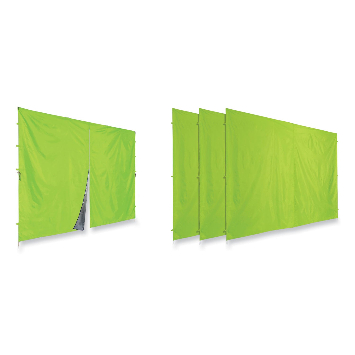 Ergodyne SHAX 6054 Pop-Up Tent Sidewall Kit, Lime, 10 ft x 10 ft, Includes 1 Zippered Sidewall and 3 Standard Sidewalls, Durable Polyester with Polyurethane Coating, Water and UV Resistant, Packaged Quantity: 1 Each