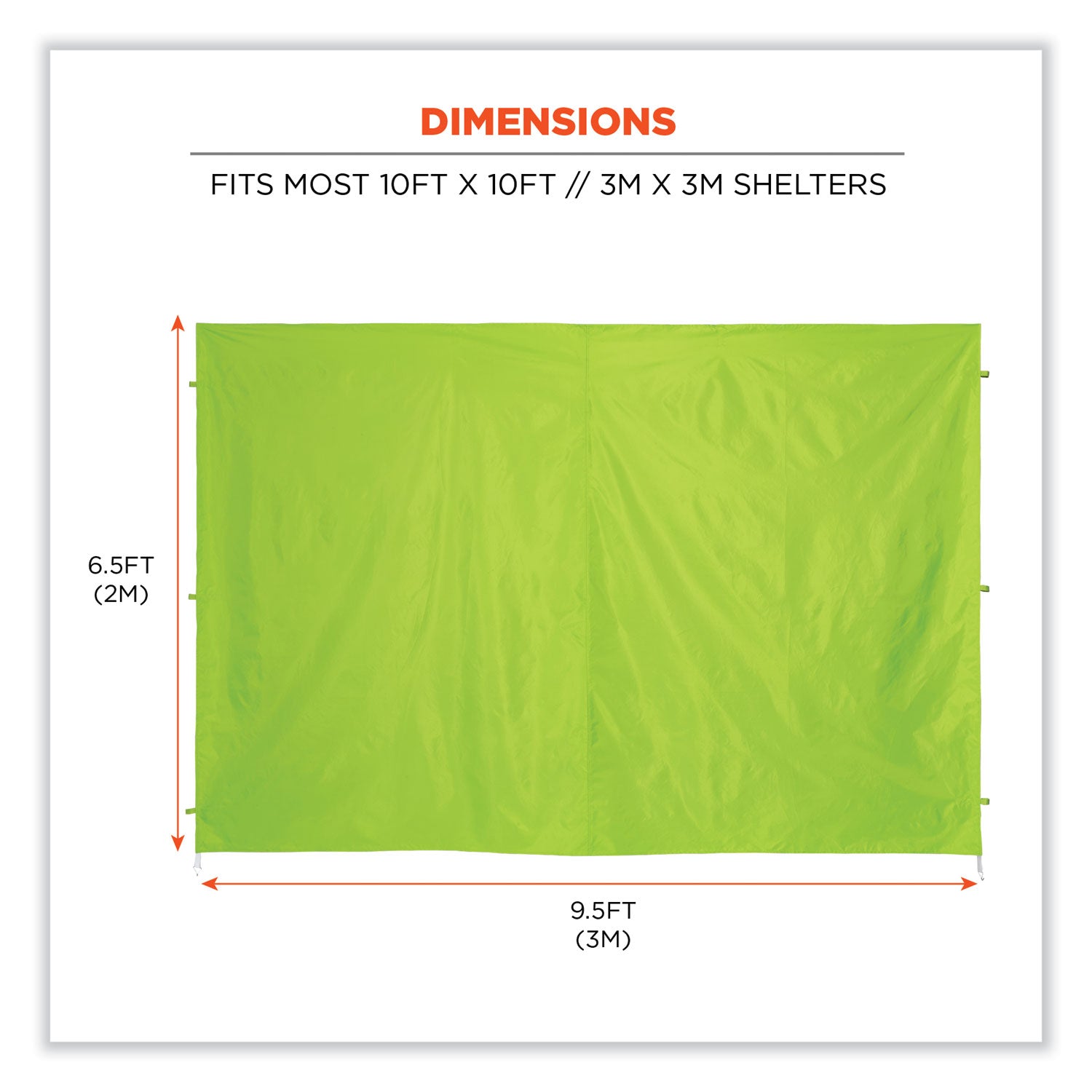 Ergodyne SHAX 6054 Pop-Up Tent Sidewall Kit, Lime, 10 ft x 10 ft, Includes 1 Zippered Sidewall and 3 Standard Sidewalls, Durable Polyester with Polyurethane Coating, Water and UV Resistant, Packaged Quantity: 1 Each