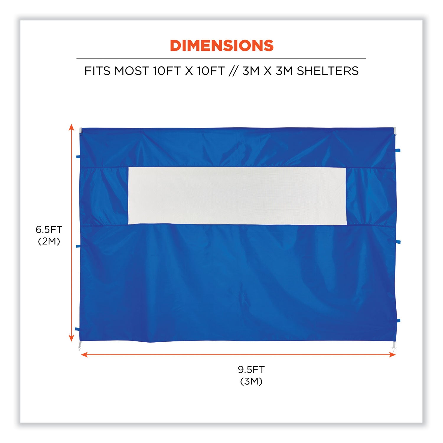 Ergodyne Heavy-Duty Tent Sidewall with Window, Water Repellent, Blue, 1 Each