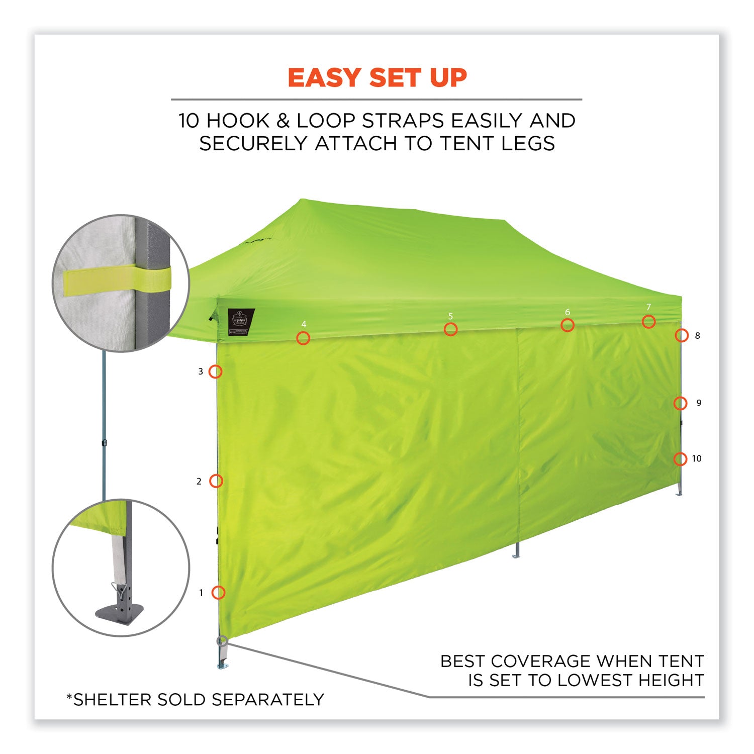 Ergodyne 6097 Pop-up Tent Sidewalls - 10ft x 20ft / 3m x 6m