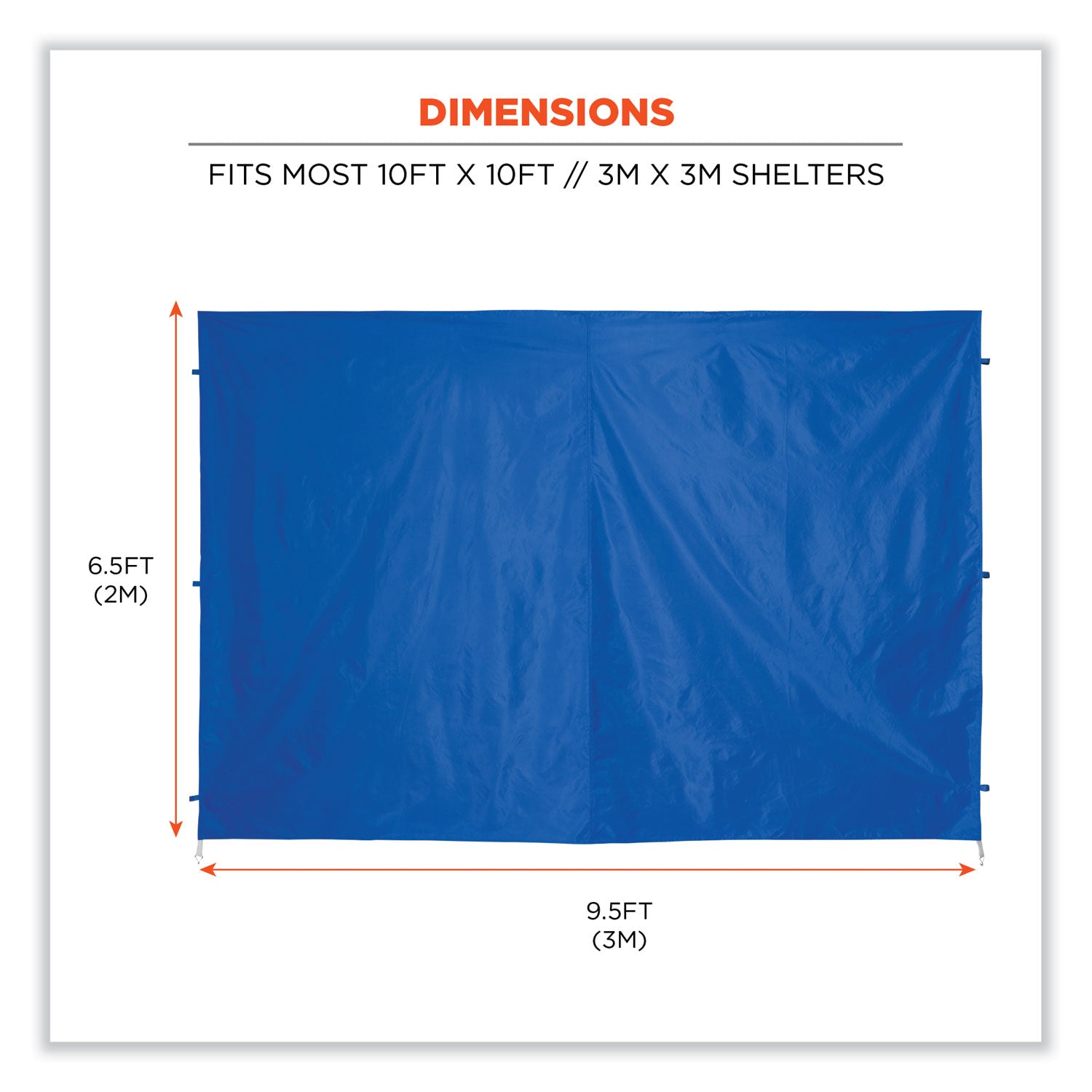 Ergodyne Shax 6098 Pop-up Tent Sidewall, Blue, 10ft x 10ft (1 Each)