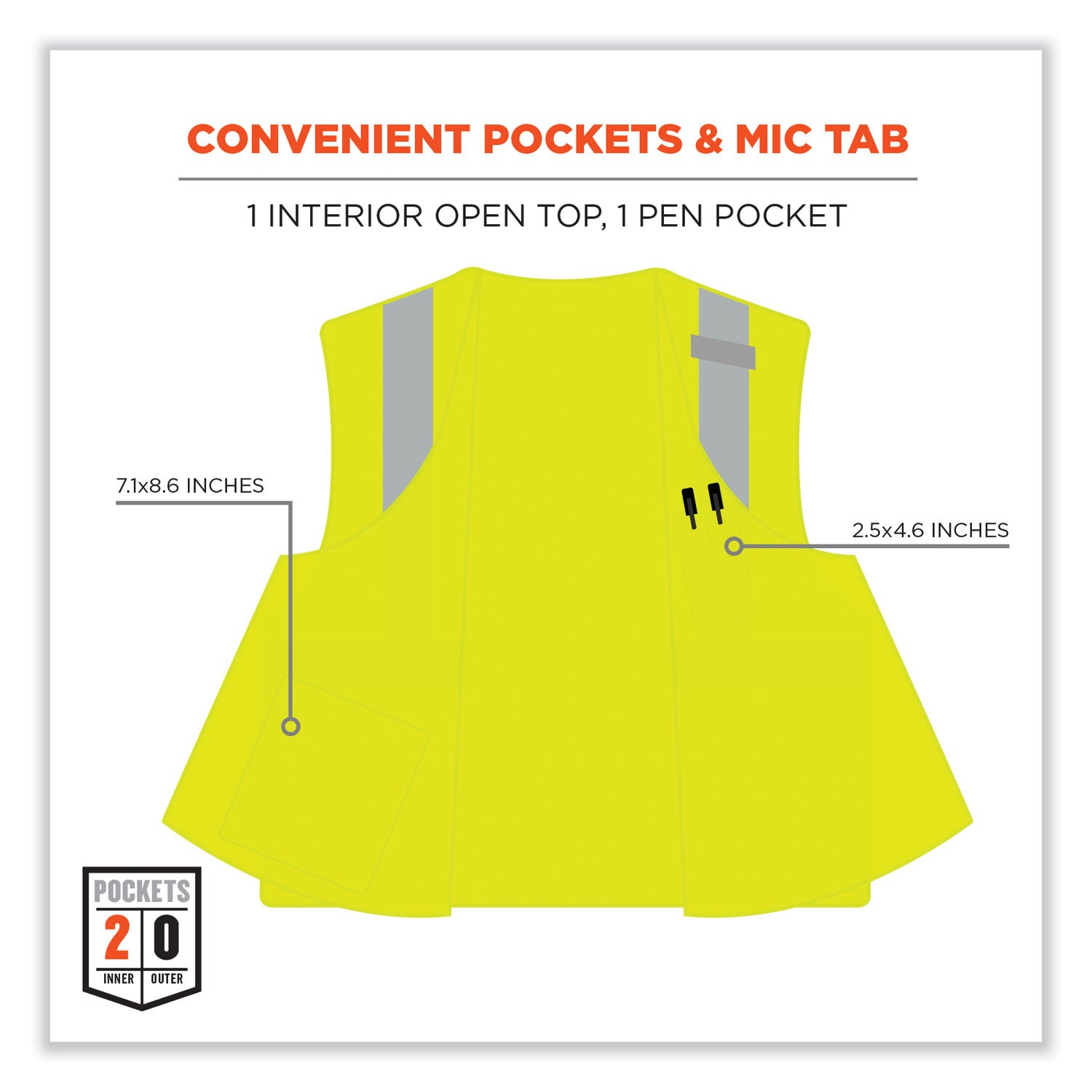 Ergodyne GloWear 8263FRHL Hi-Vis Safety Vest, Large/Extra Large, Lime, Mesh/Modacrylic, Flame Resistant, Reflective, 2 Pockets, Hook & Loop Closure, Machine Washable, 1 Each