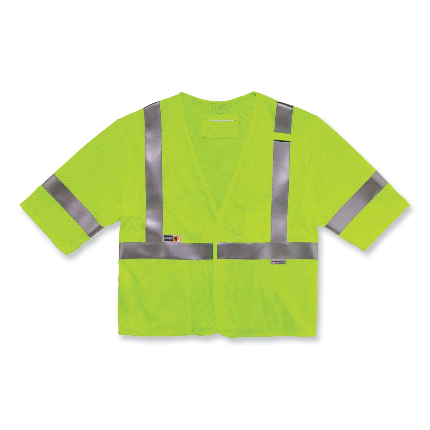 Ergodyne GloWear 8356FRHL Type R Class 3 Flame-Resistant Modacrylic Vest, 4XL/5XL, Lime, Hook & Loop Closure, Mic Tab, Reflective, Interior Pocket, Pen Slot, Breathable, 1 Each
