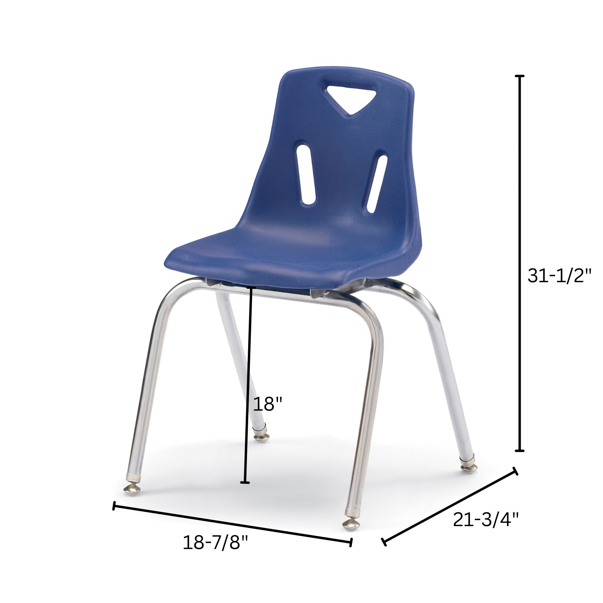 Berries® Stacking Chair with Chrome-Plated Legs - 18" Ht - Blue