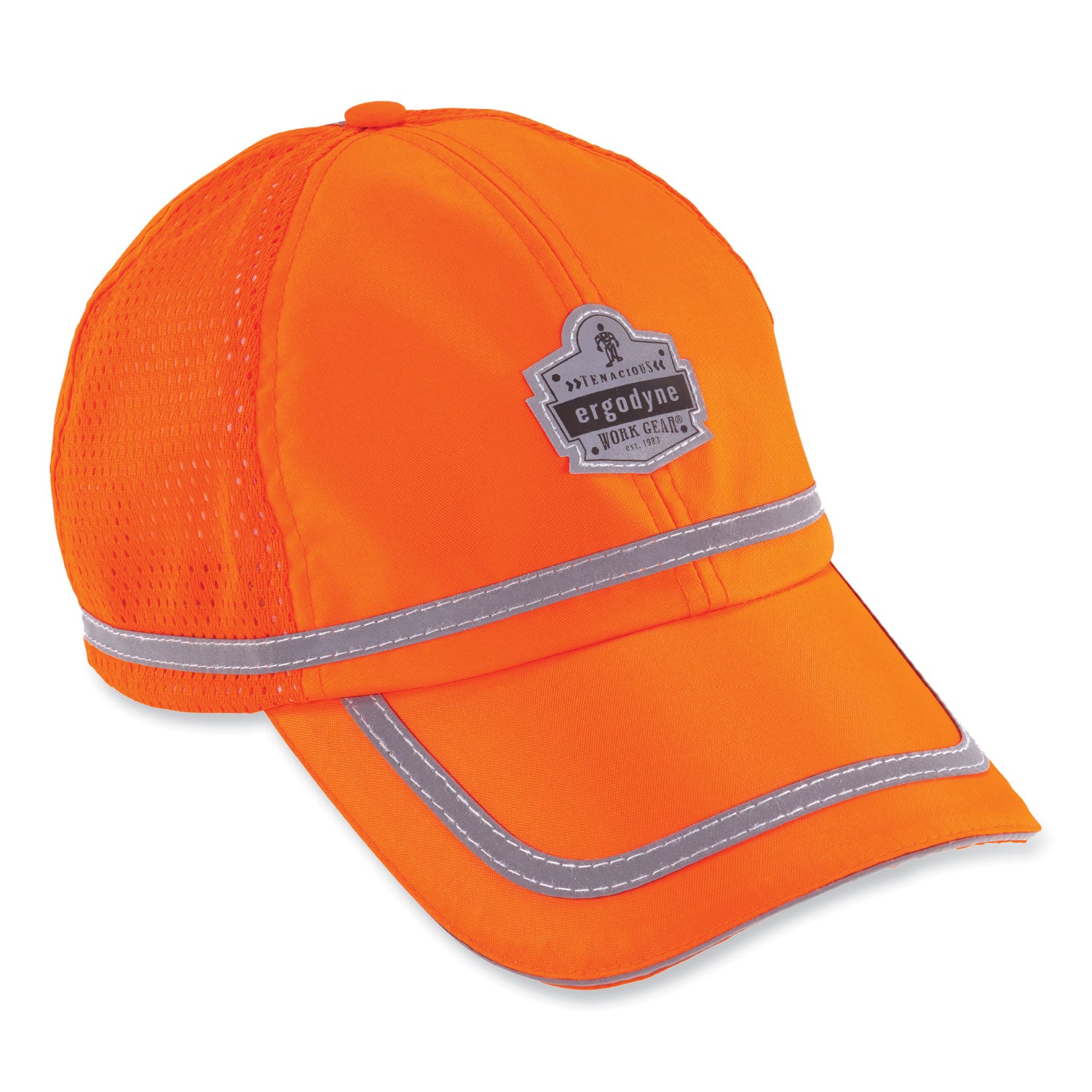 Ergodyne GloWear 8930 Class 2 Hi-Vis Baseball Cap, Polyester, Orange, Mesh Vent, Retroreflective Stripe, ANSI Compliant, 1 Each