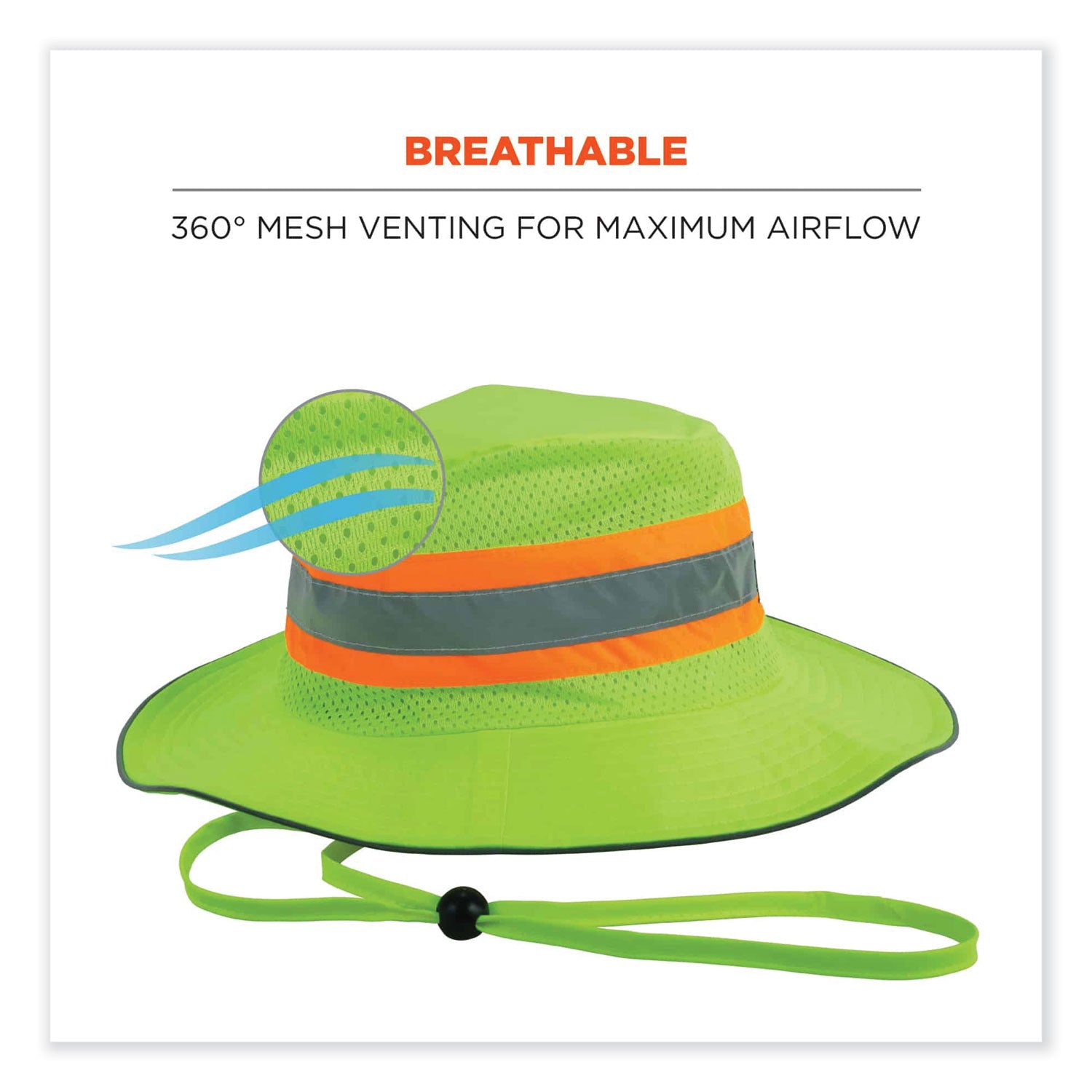 Ergodyne 8935 HI-Vis Ranger Sun Hat - Large (L)/Extra Large (XL) Size - Polyester - Lime