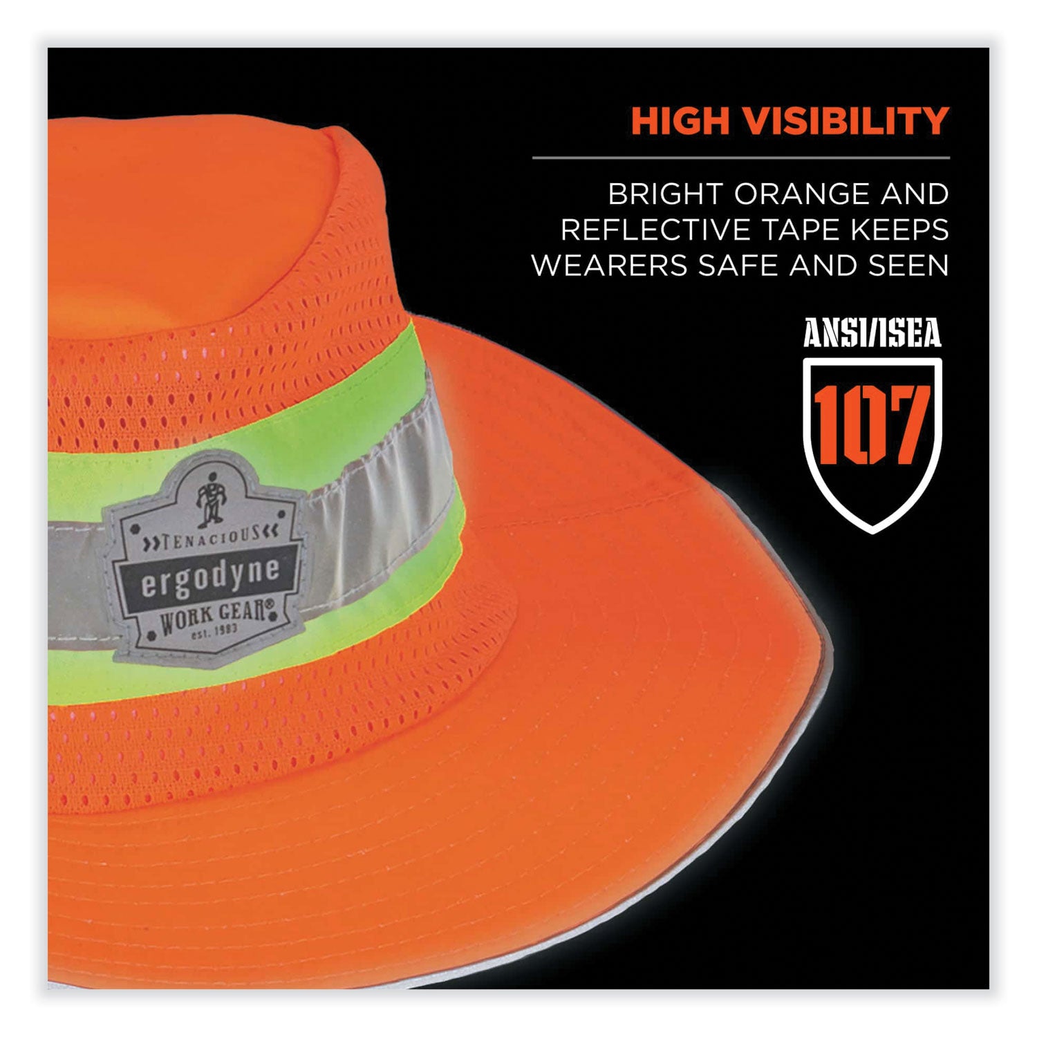 Ergodyne 8935 HI-Vis Ranger Sun Hat - 2XL/3XL Size - Polyester - Orange