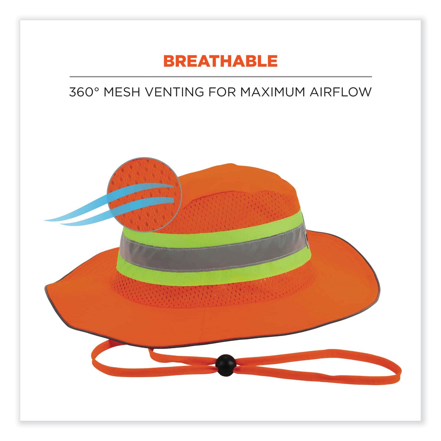 Ergodyne 8935 HI-Vis Ranger Sun Hat - 2XL/3XL Size - Polyester - Orange