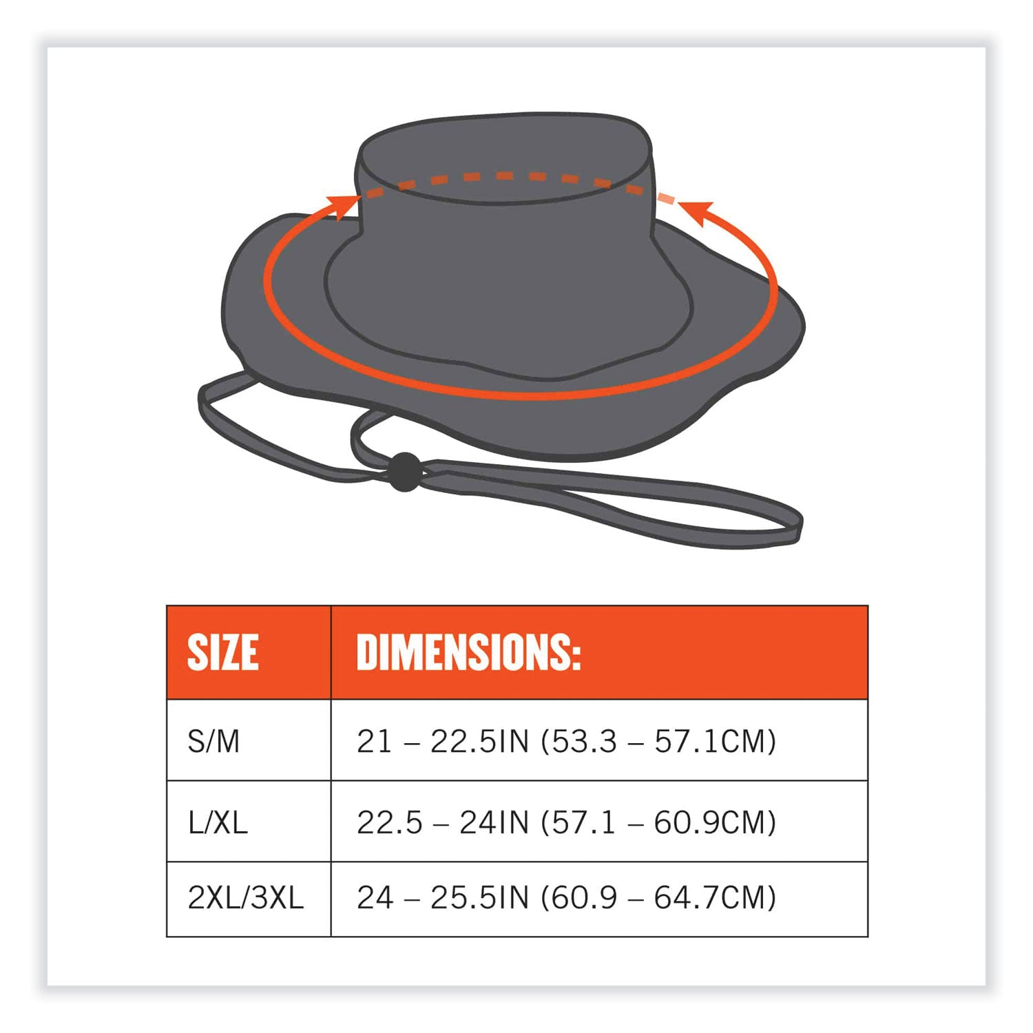 Ergodyne 8935 HI-Vis Ranger Sun Hat - 2XL/3XL Size - Polyester - Orange