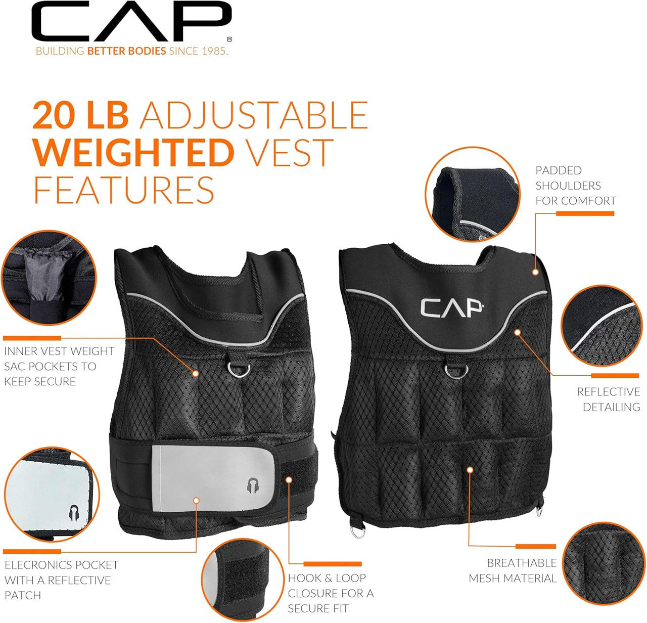 CAP 20 lb Adjustable Weighted Vest