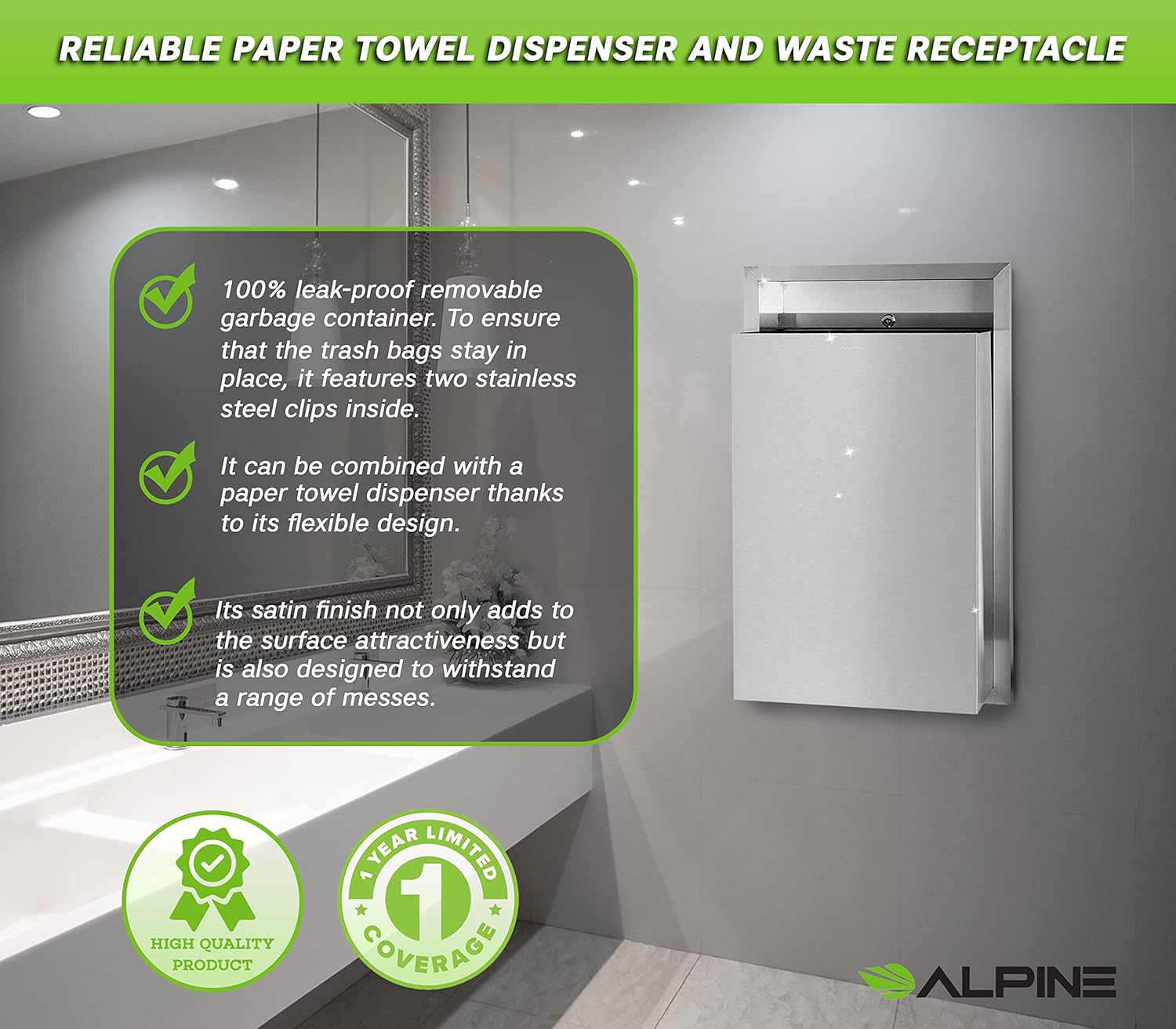 Stainless Steel Recessed Waste Receptacle