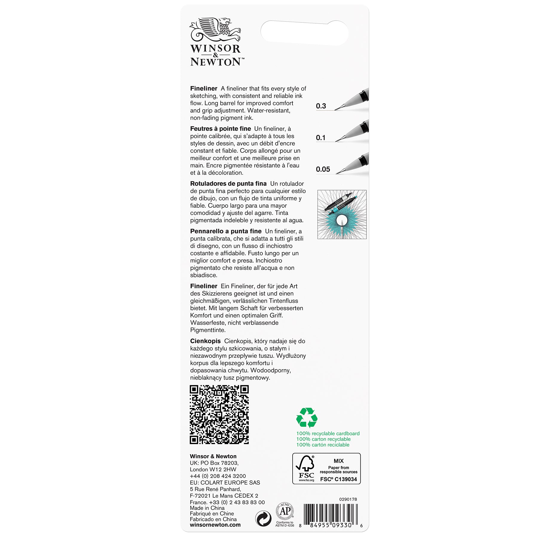 WN FineLiner - Black - Set of 3 - Assorted - Extra Fine (0.05, 0.1, 0.3)
