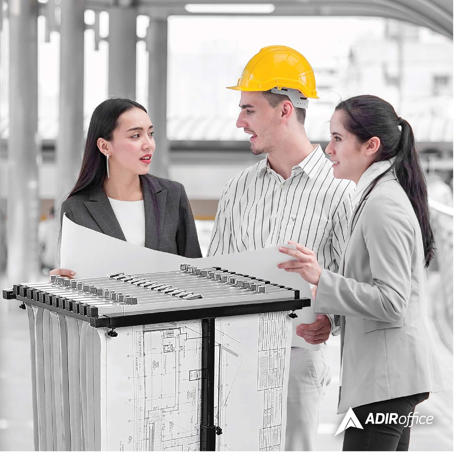 Mobile Vertical Plan Center for Blueprints, Black