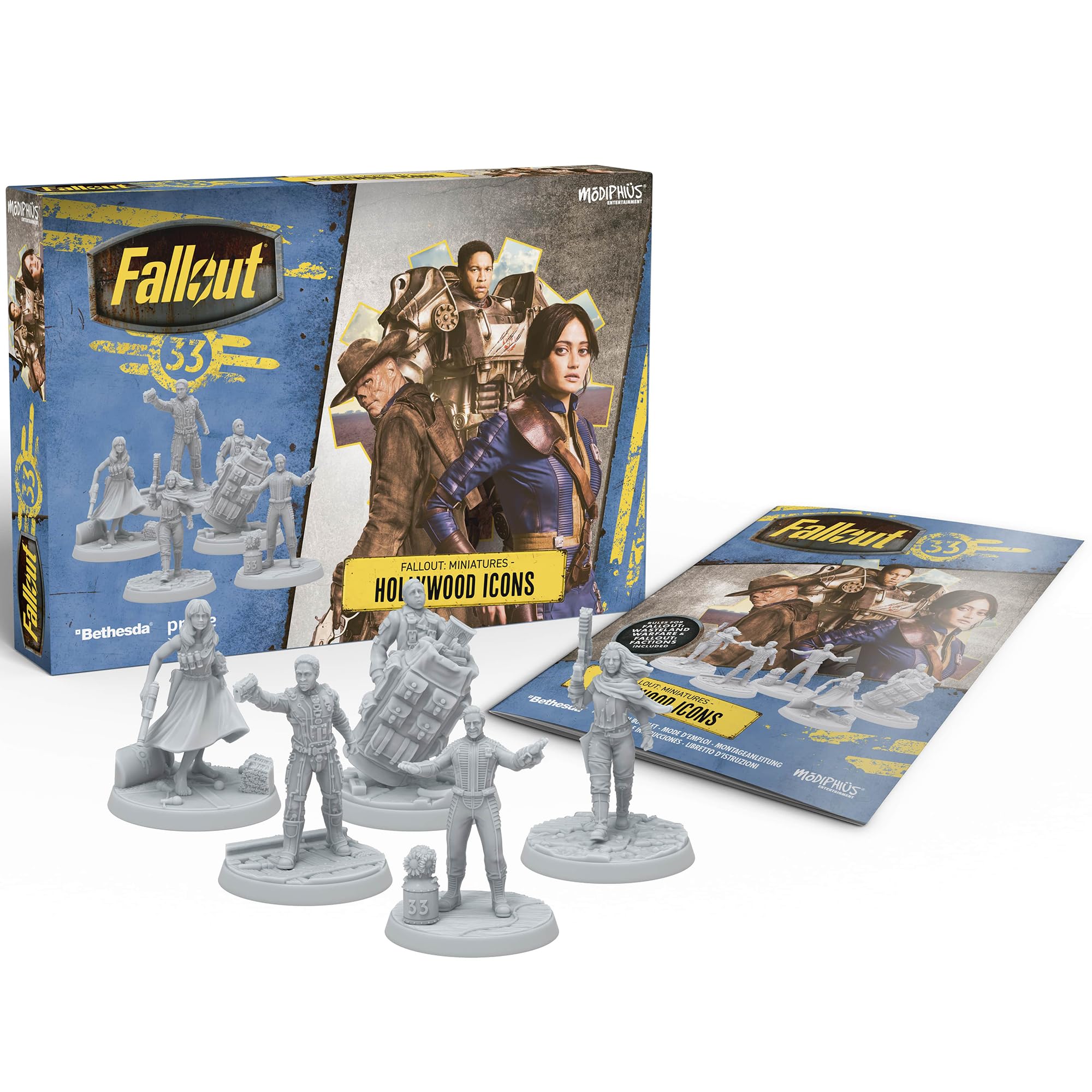 Modiphius Entertainment: Fallout Miniatures - Hollywood Icons - 5 Miniatures & Bases, Unpainted & Unassembled, Tabletop PRG Set, Amazon TV Show Tie-in