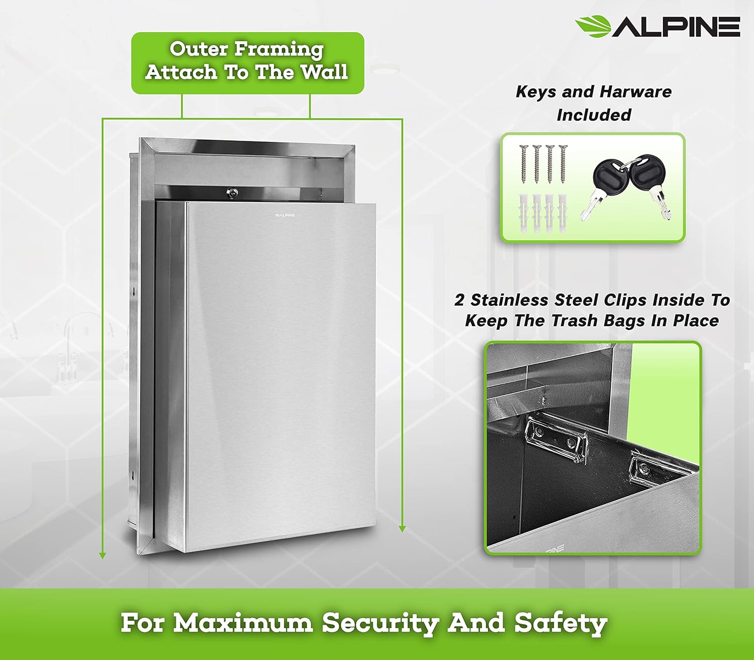 Stainless Steel Recessed Waste Receptacle