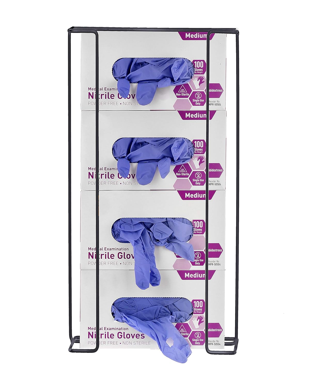 Quadruple Box Wire Wall Mount Glove Dispenser, Black