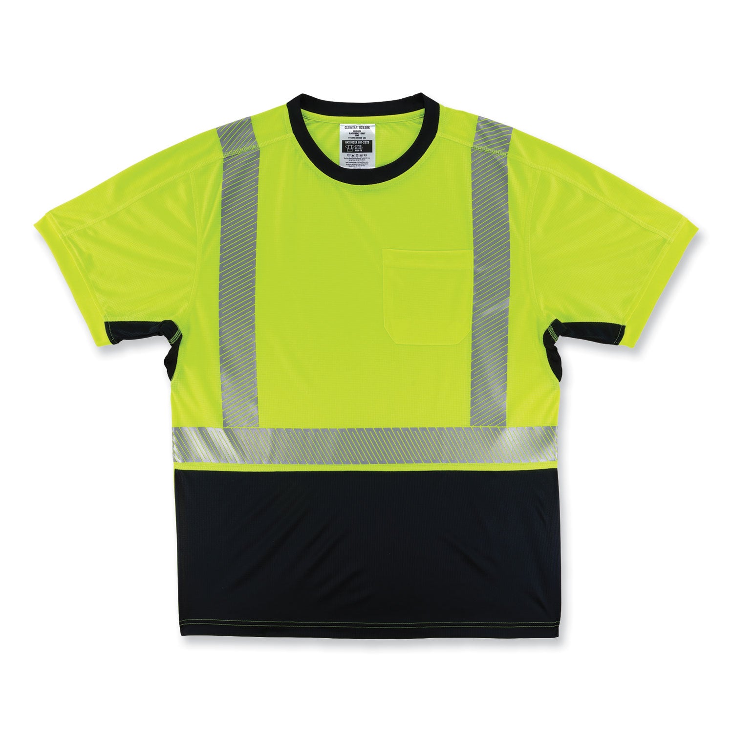 Ergodyne GloWear 8283BK Lightweight Hi-Vis T-Shirt, 2XL, Lime/Black, 100% Polyester, 1 Each
