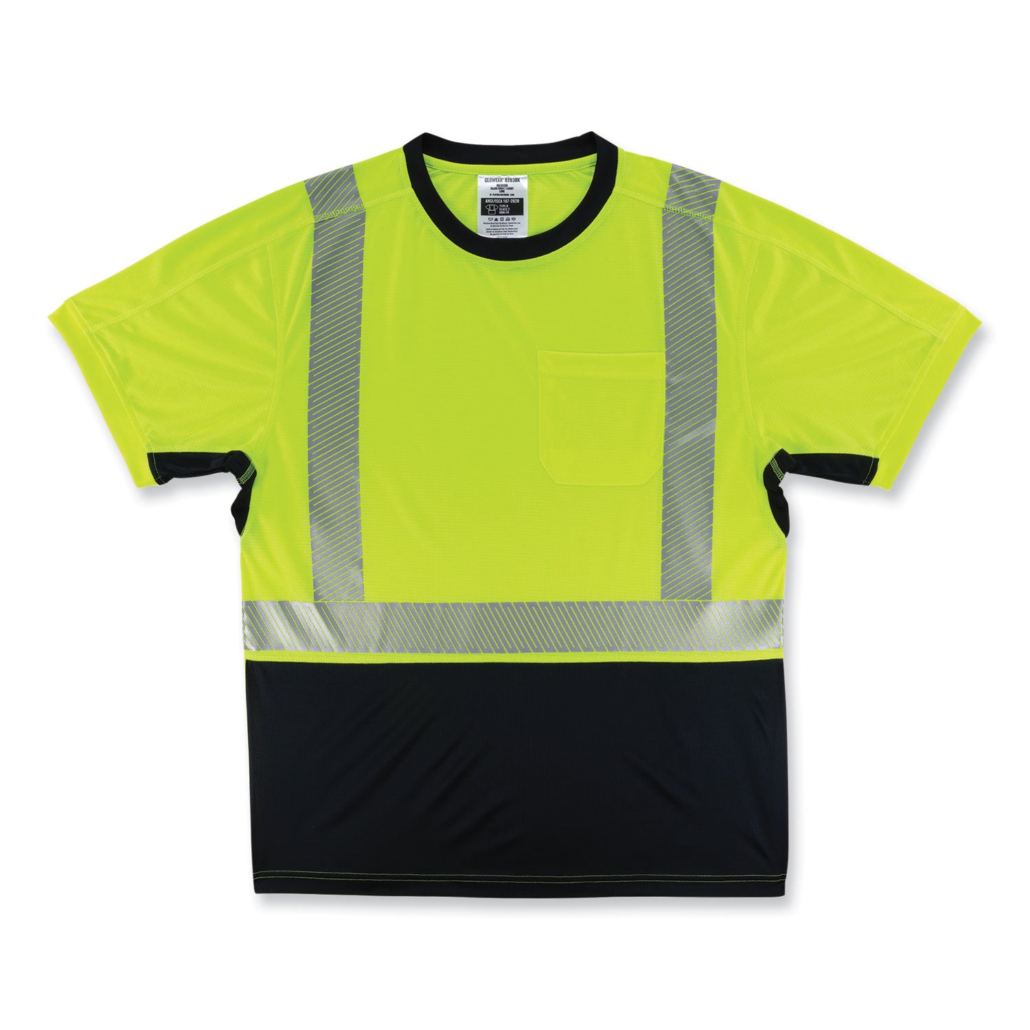 Ergodyne GloWear 8283BK Lightweight Hi-Vis T-Shirt, 4XL, Lime/Black, 100% Polyester, 1 Each