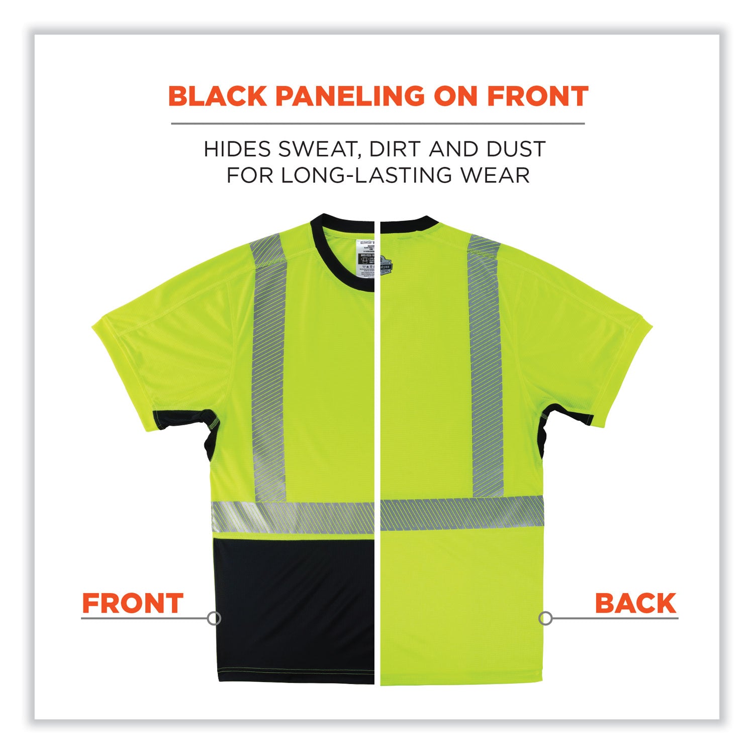 Ergodyne 8283BK Lightweight Hi-Vis T-Shirt, 5XL, Lime/Black, 100% Polyester, 1 Each
