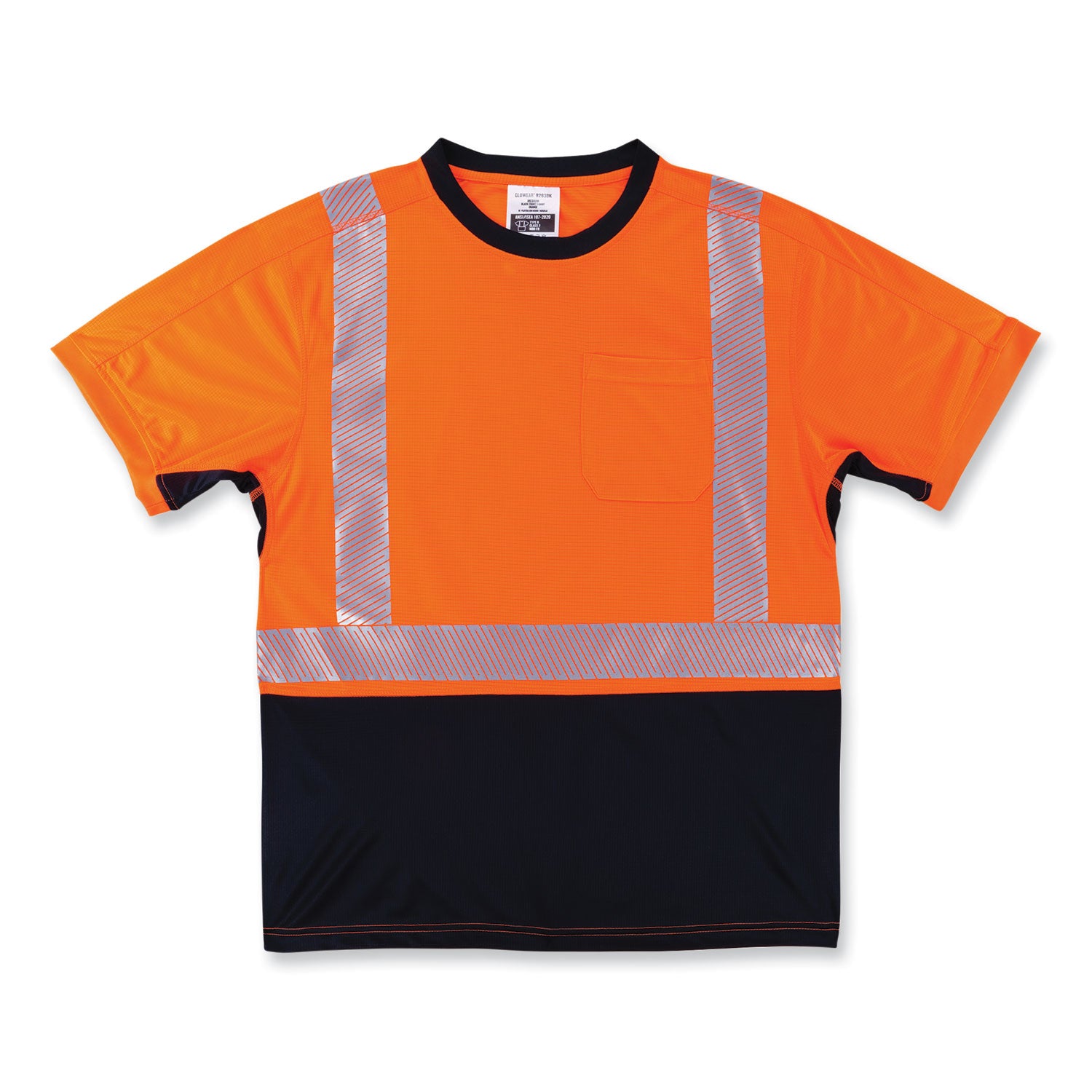 Ergodyne 8283BK Lightweight Hi-Vis T-Shirt, Medium, Black/Orange, 100% Polyester, 1 Each