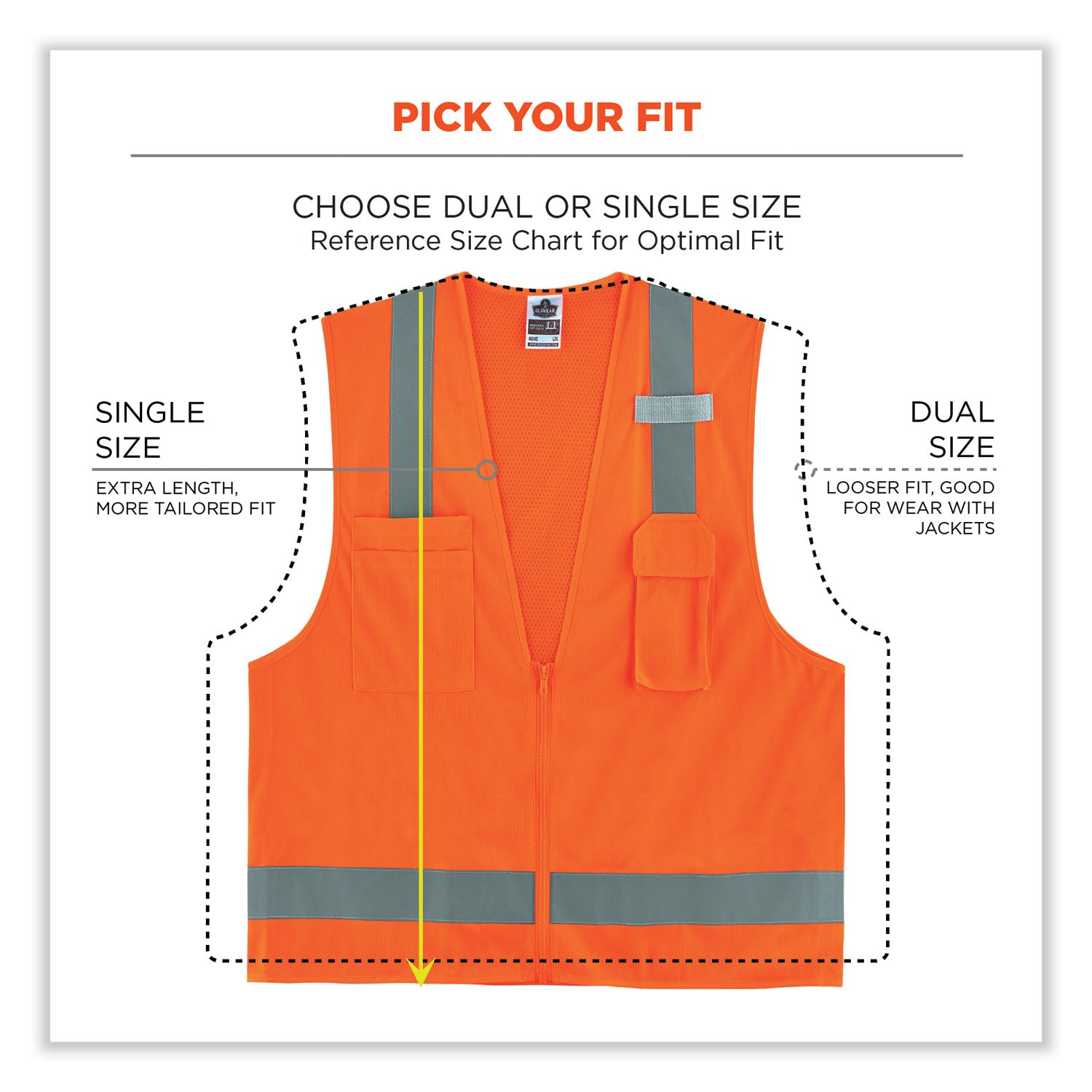 Ergodyne 8249Z Type R Class 2 Economy Surveyors Vest, Extra Small, Zipper Closure, Orange, Machine Washable, Breathable, Reflective Strip, Lightweight, Cell Phone Pocket, High Visibility, 1 Each