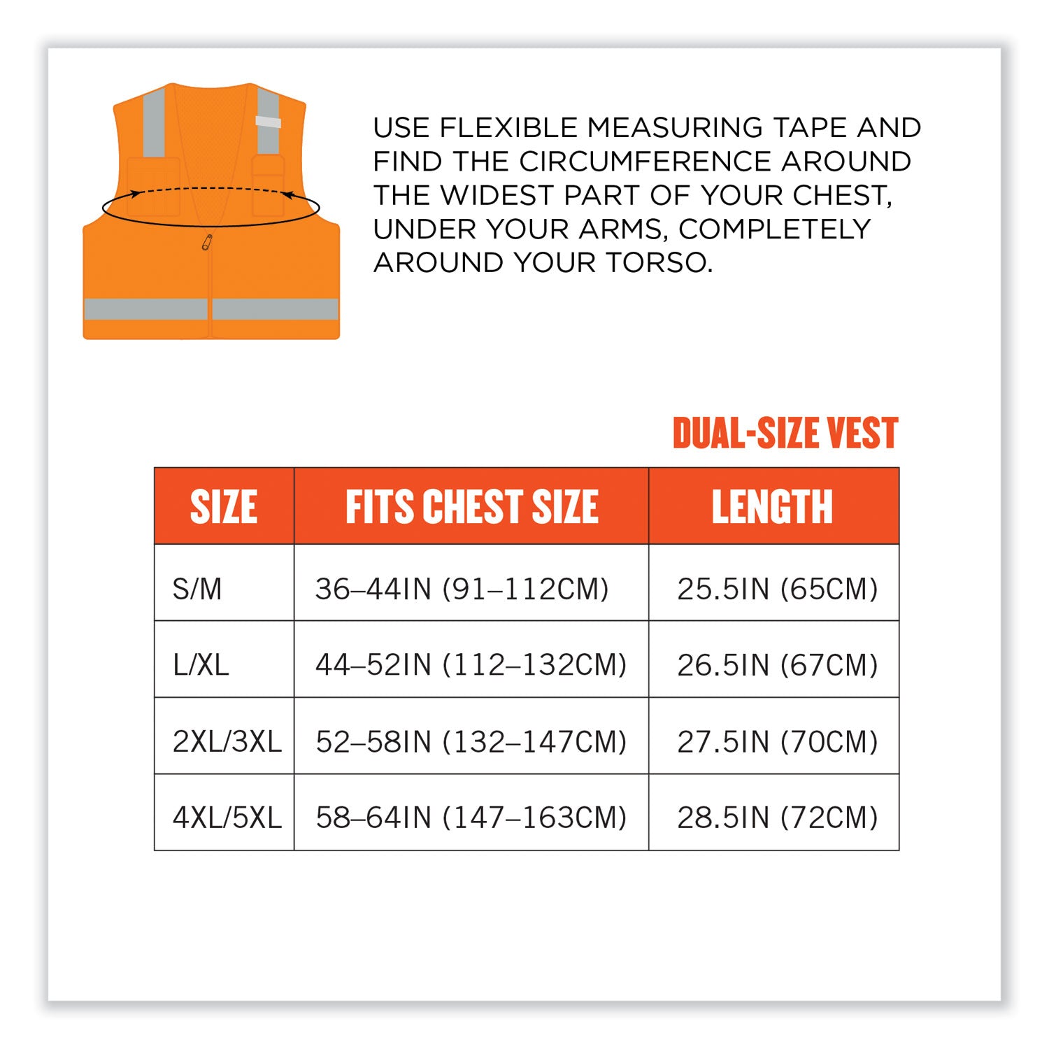 Ergodyne 8249Z Type R Class 2 Economy Surveyors Vest, 2XL/3XL, Zipper Closure, Polyester/Polyester Mesh, Orange, Reflective, High Visibility, Breathable, Lightweight, Chest Pocket, 1 Each