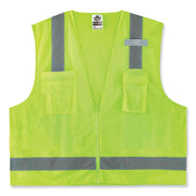 Ergodyne 8249Z Type R Class 2 Economy Surveyors Vest, Extra Small, Lime, Zipper Closure, Polyester/Polyester Mesh, Reflective, High Visibility, Breathable, Lightweight, Chest Pocket, 1 Each